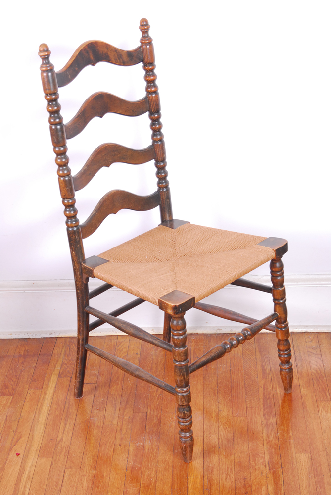 Five Vintage Cane and Rush Seat Chairs
