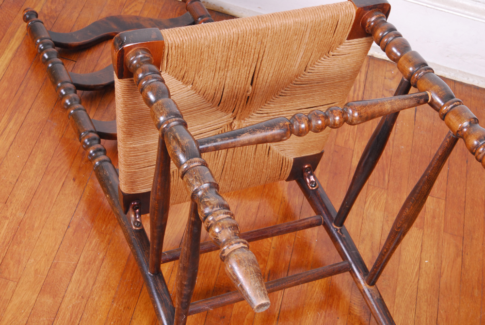 Five Vintage Cane and Rush Seat Chairs