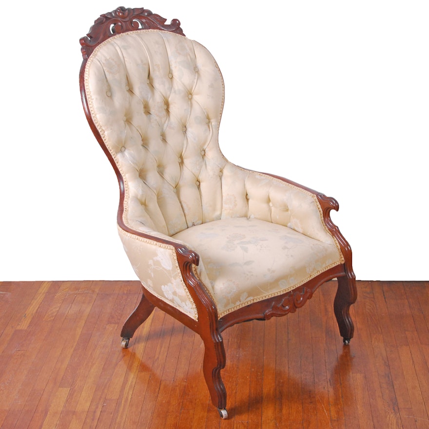 Vintage Victorian Style Upholstered Armchair