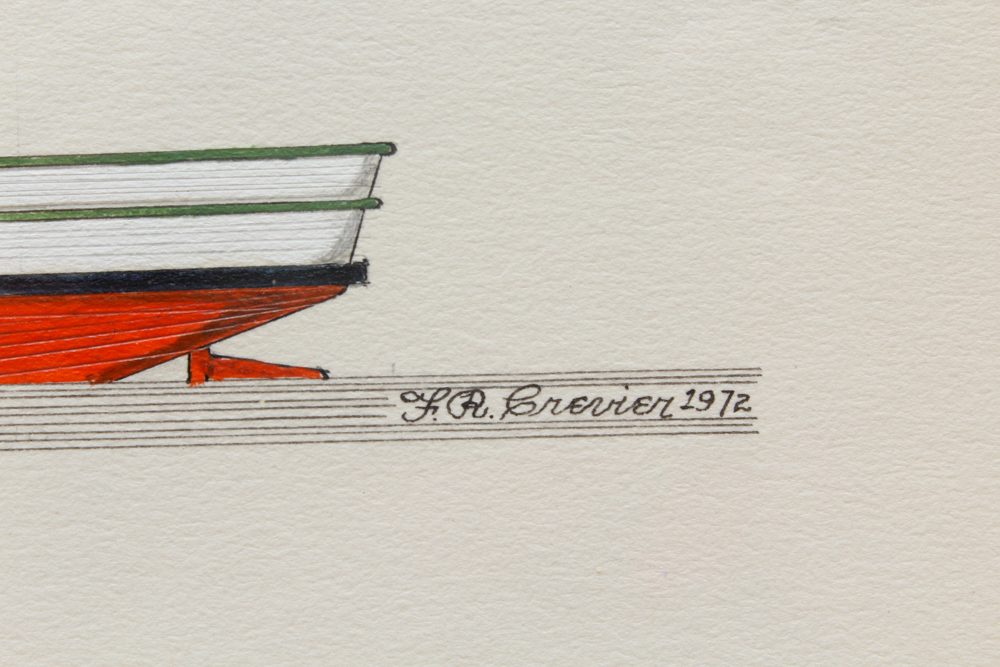 Frank R. Crevier Ink and Watercolor of "Lake Tug Torrent"