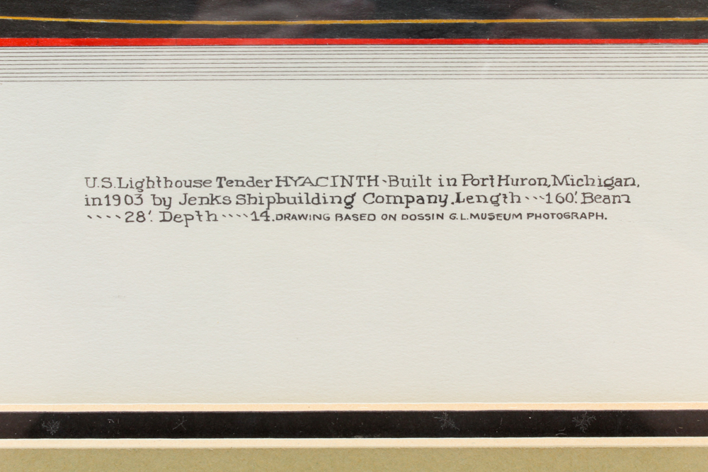 Frank R. Crevier Ink and Watercolor of the "U.S. Lighthouse Tender Hyacinth"