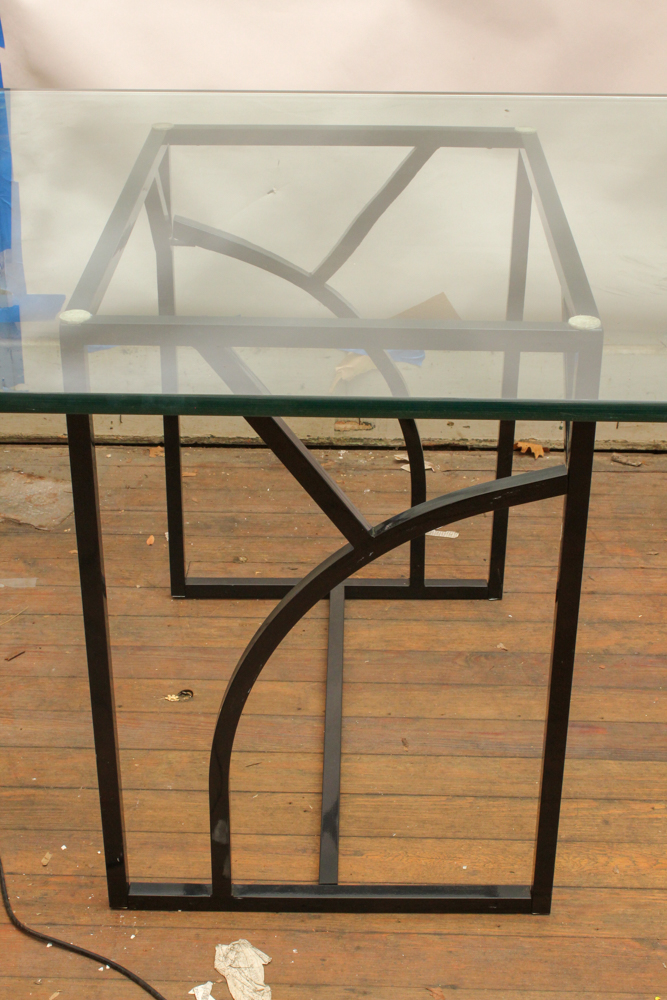 Modern Style Glass and Metal Table