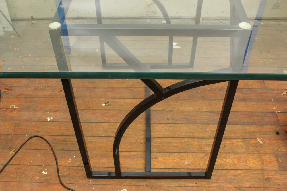 Modern Style Glass and Metal Table