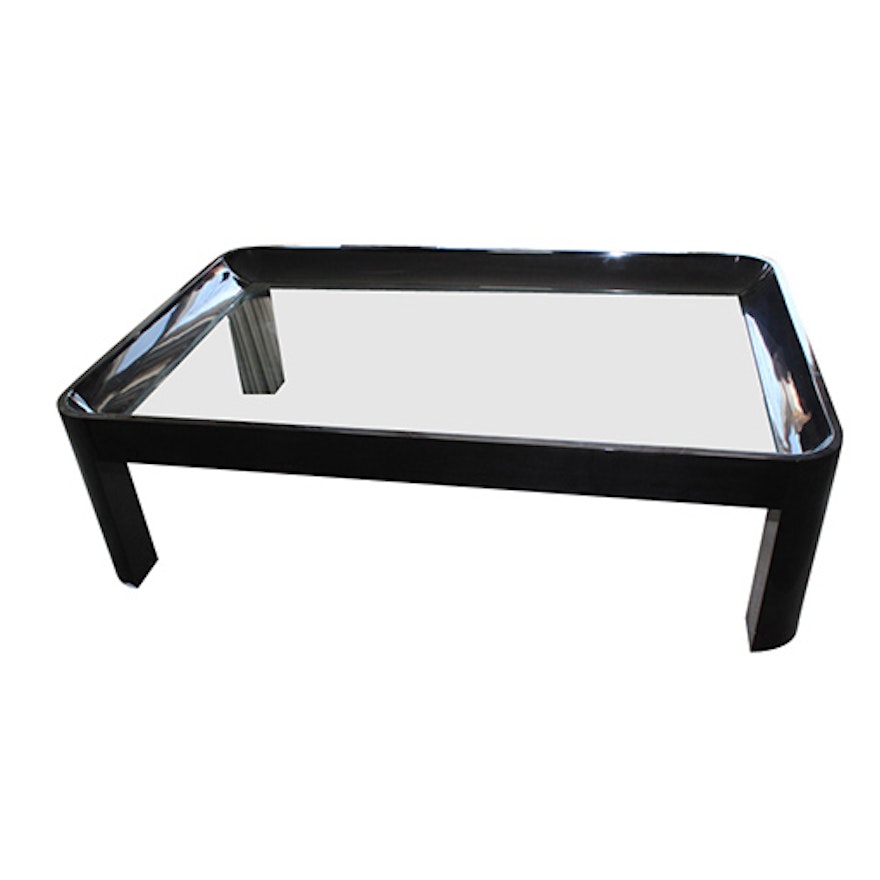 Contemporary Wood and Glass Coffee Table
