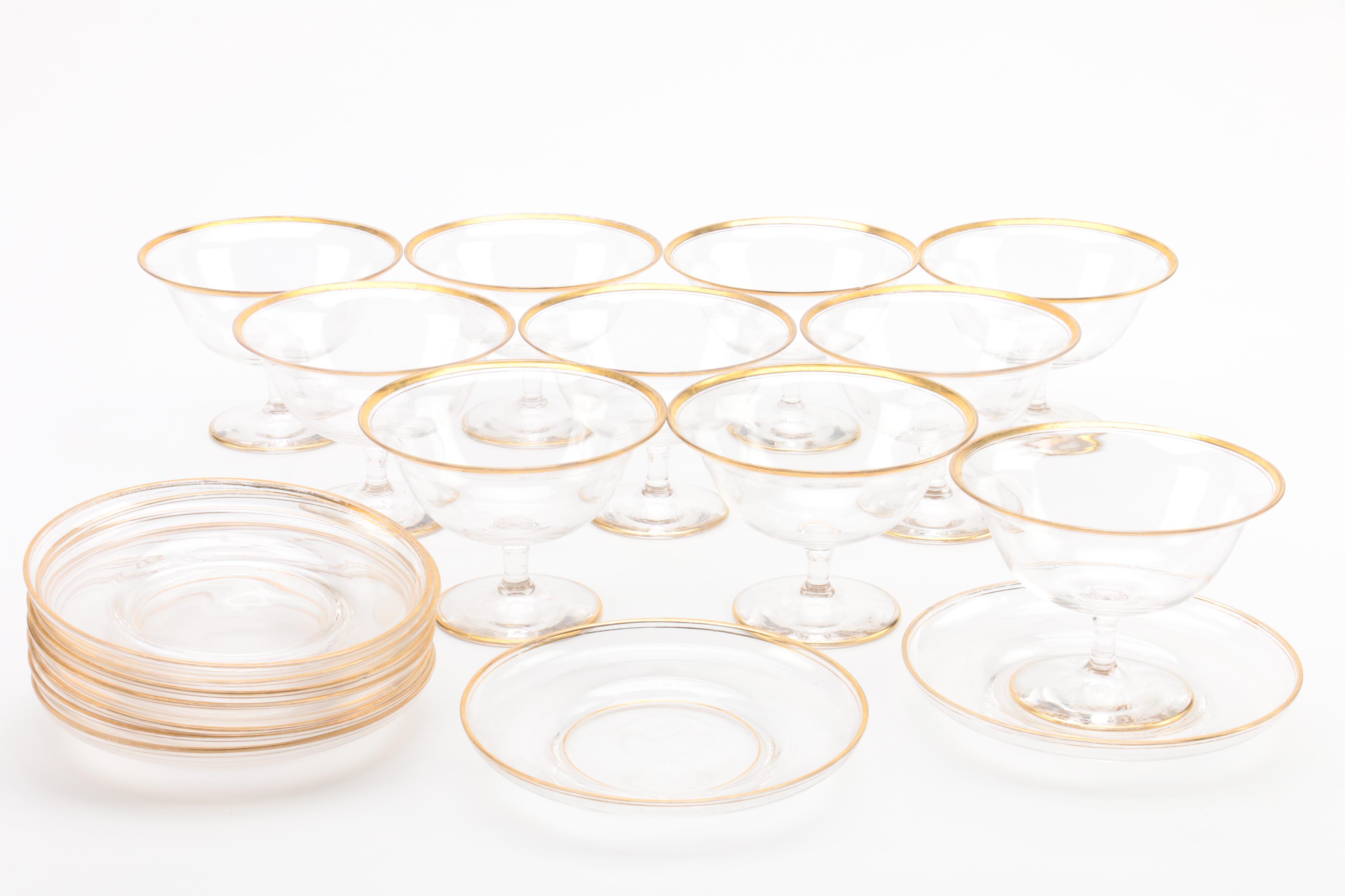 Gilt Glass Finger Bowls and Dessert Serveware