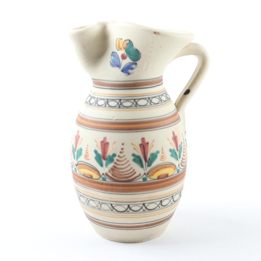 Wheel Thrown Hand-Painted Ceramic Pitcher