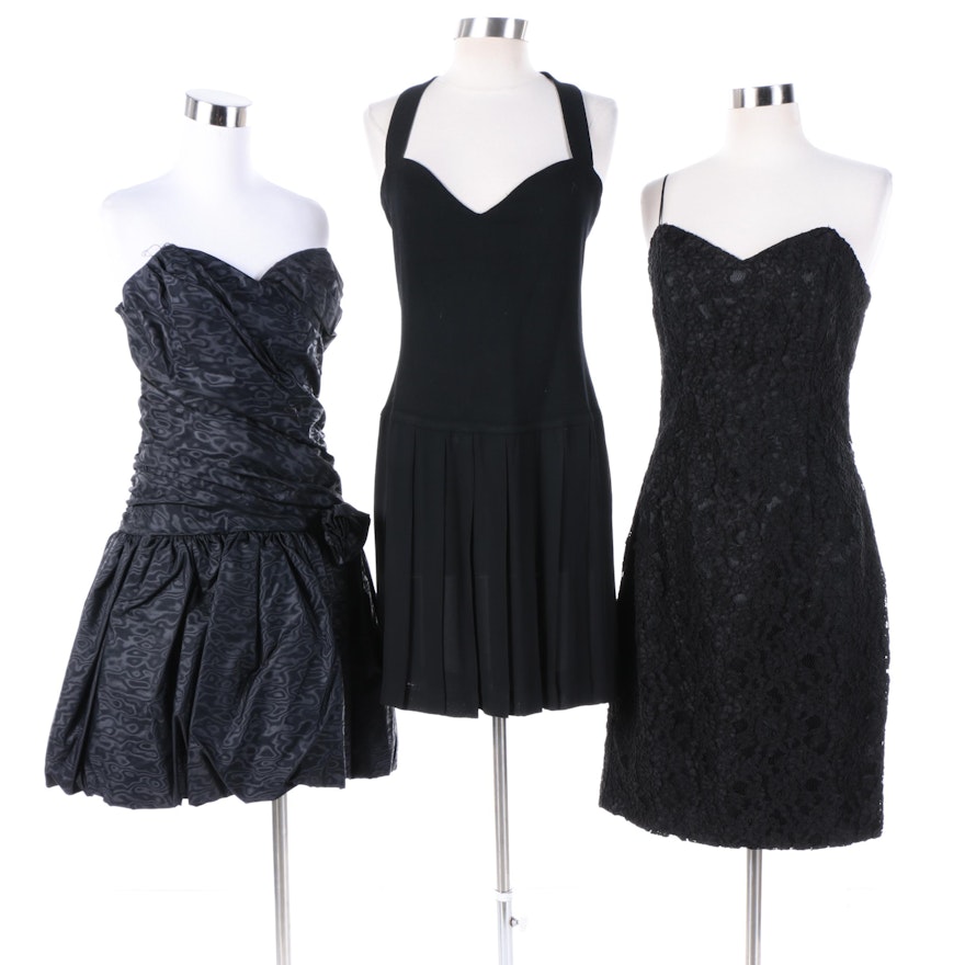 1980s Vintage Black Party Dresses Including Donna Karan, Jessica McClintock