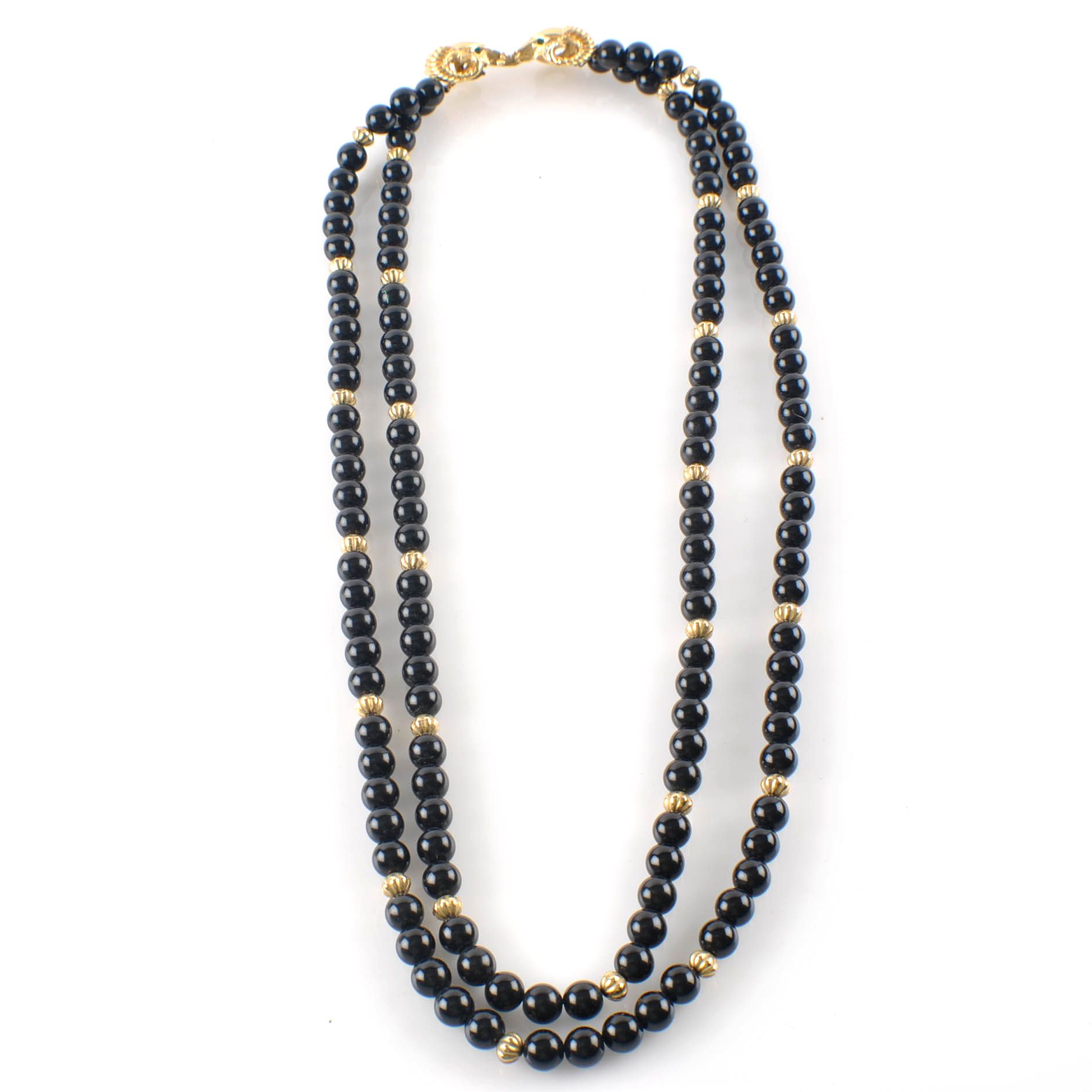 Vintage Signed Kenneth J Lane KJL Ram Doublestrand Necklace