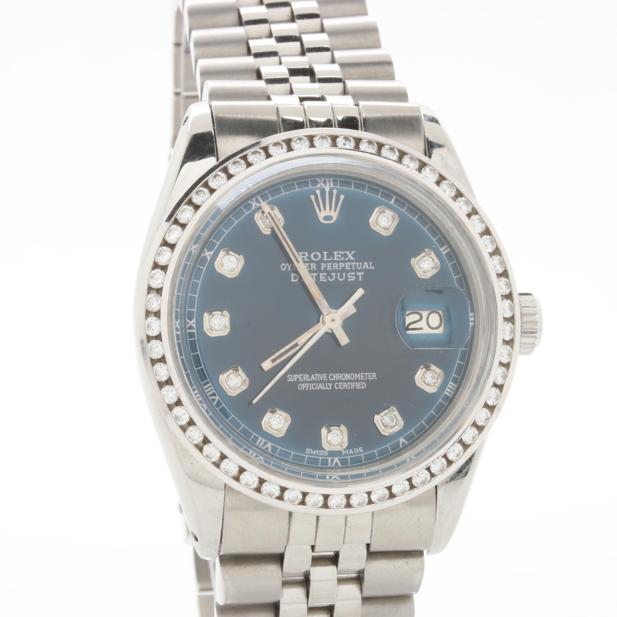 Rolex Stainless Steel Datejust 1.27 CTW Diamond Blue Dial Watch
