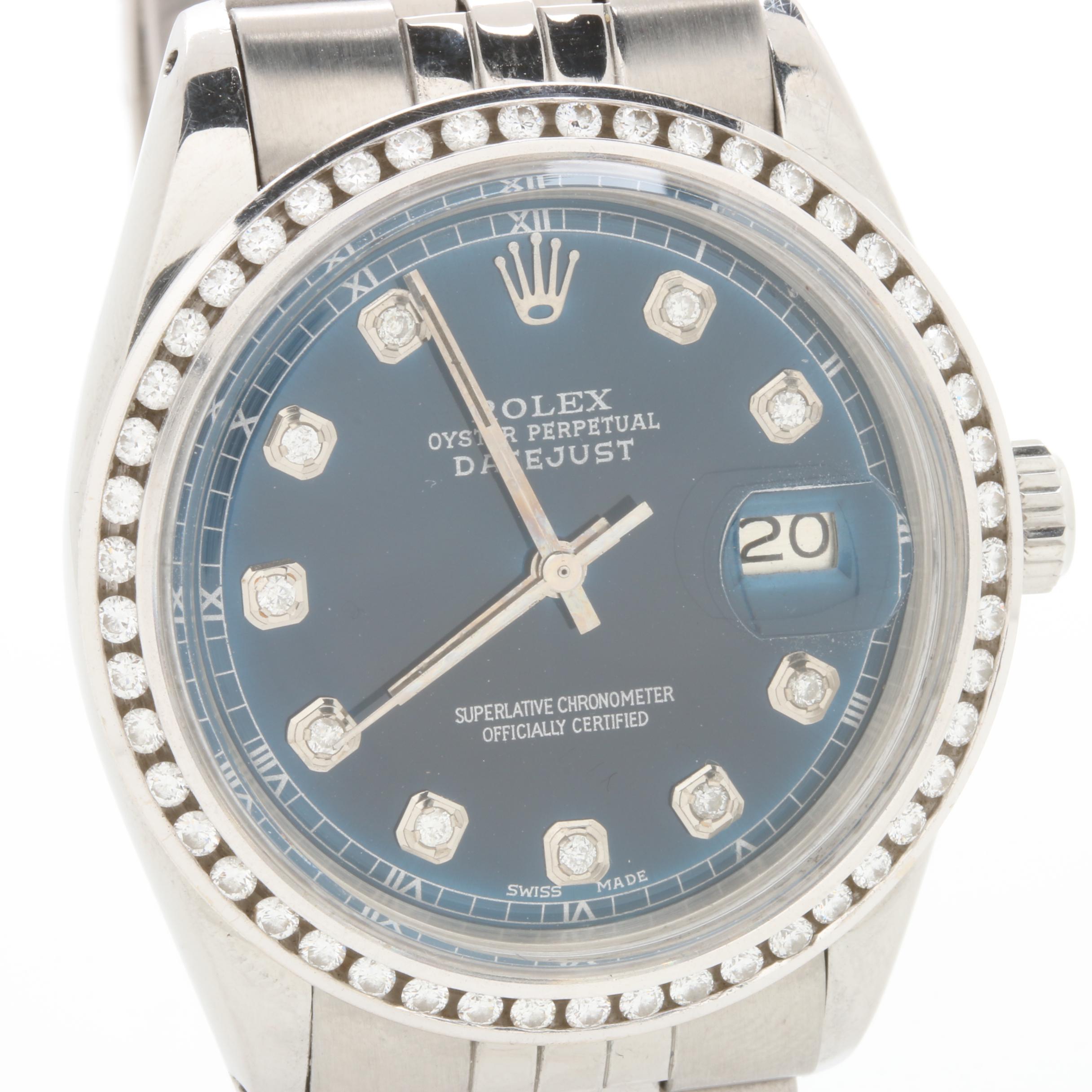 Rolex Stainless Steel Datejust 1.27 CTW Diamond Blue Dial Watch