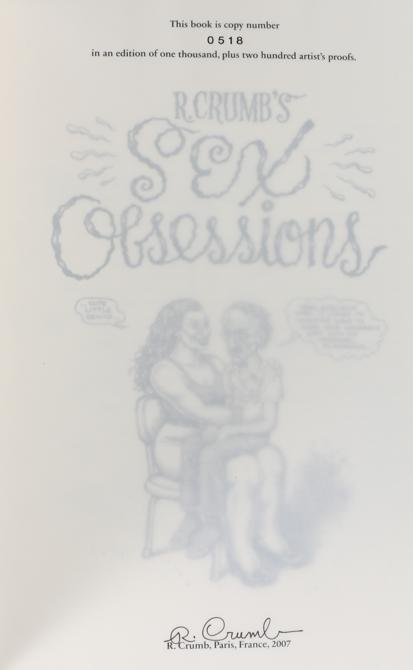 Robert Crumb Book "Sex Obsessions" and Limited Edition Print