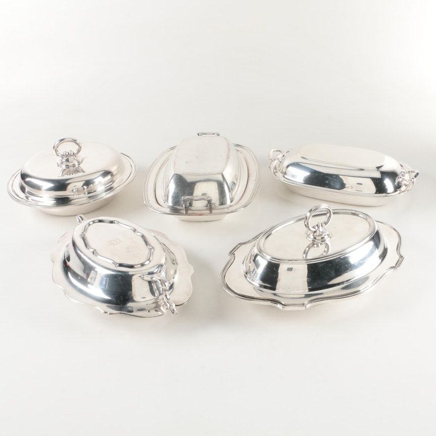 Silver Plate Covered Serving Dishes Featuring Reed & Barton