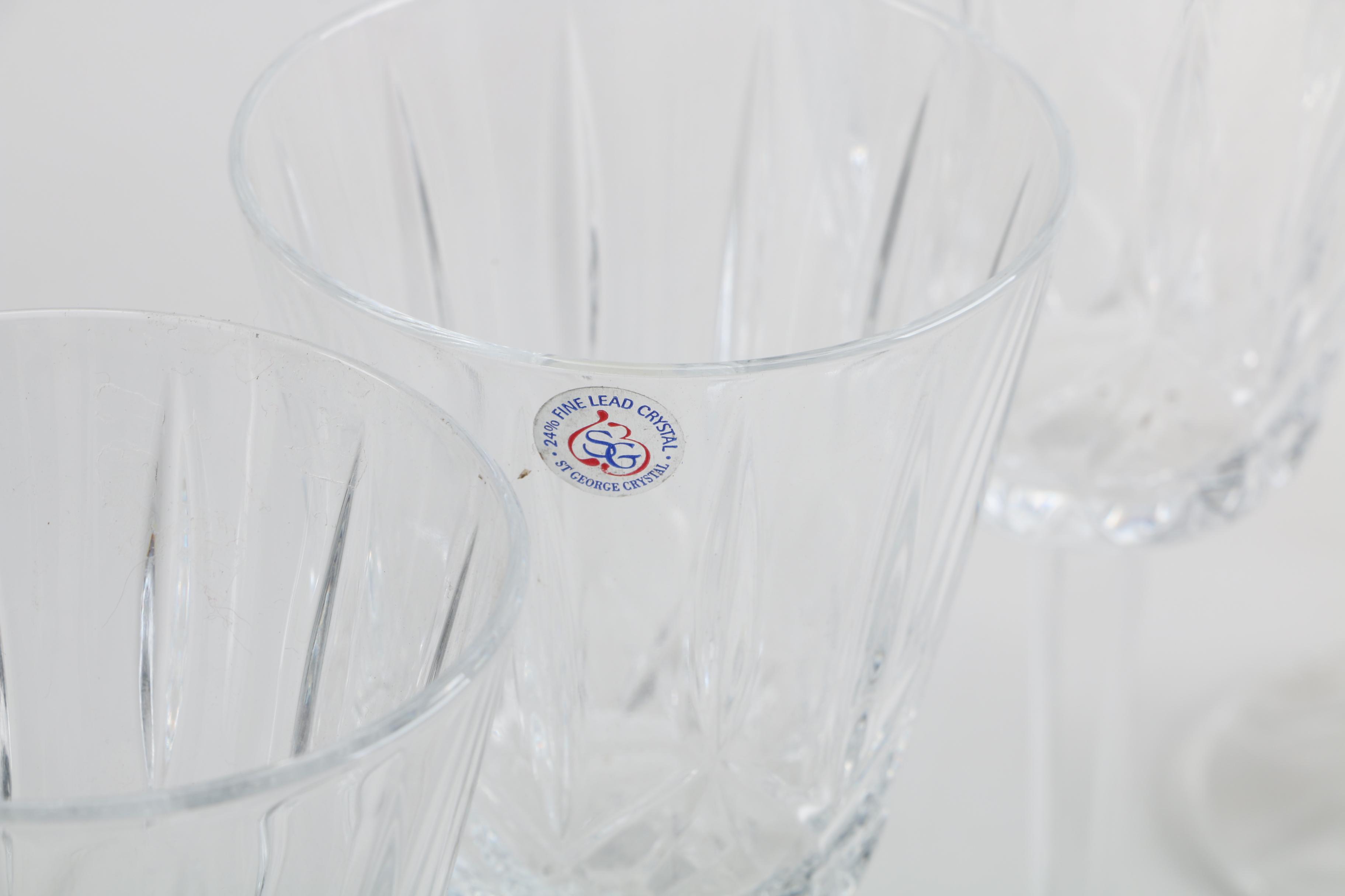 St. George Crystal Wine Glasses with Glass Decanter