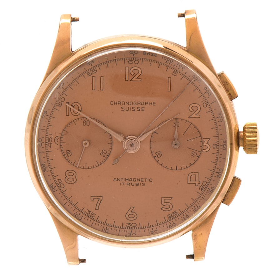 14K Rose Gold Swiss Made Chronograph Watch