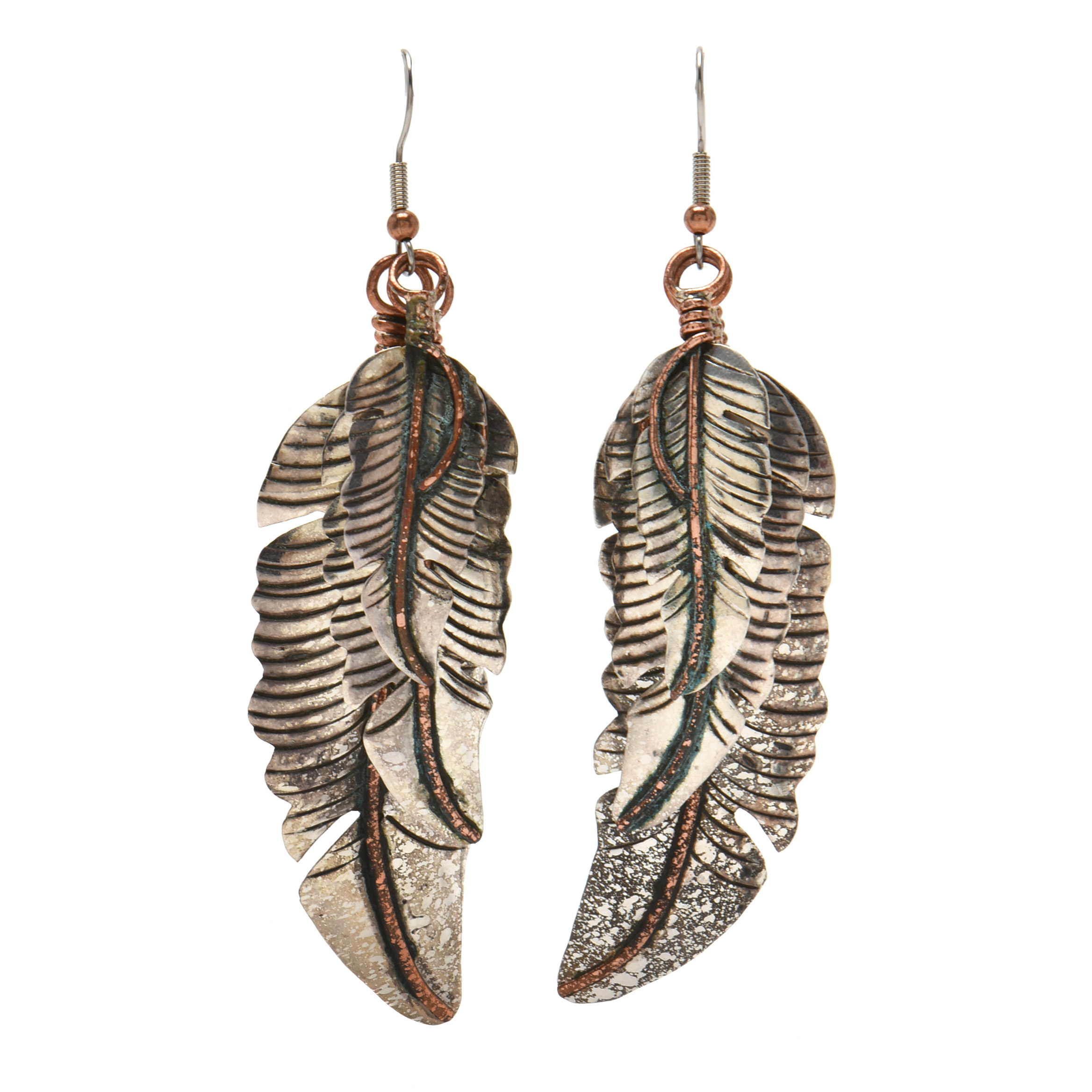 Jacqueline Smiley Vintage Revival 950 Sterling Silver Feather Motif Earrings