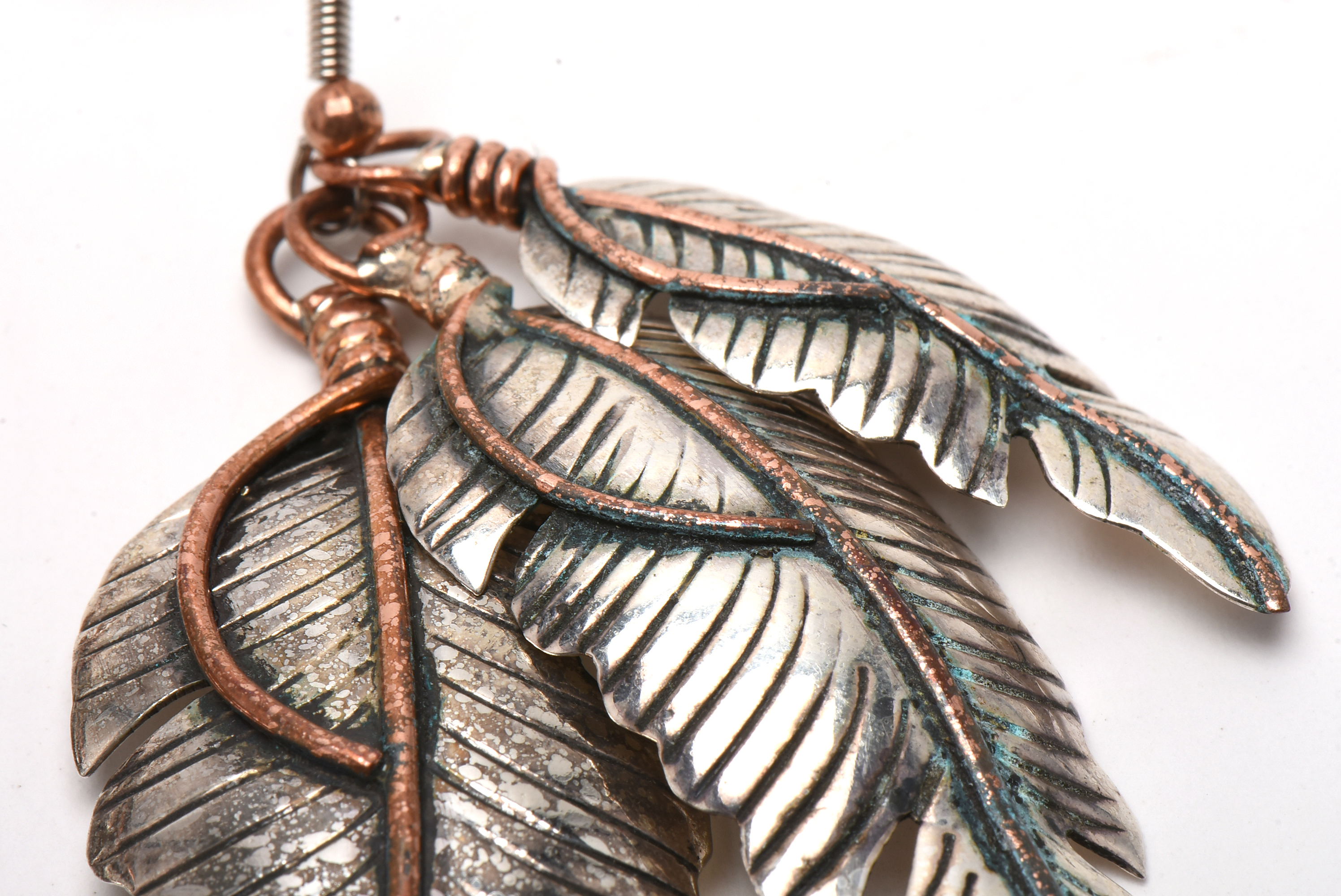 Jacqueline Smiley Vintage Revival 950 Sterling Silver Feather Motif Earrings