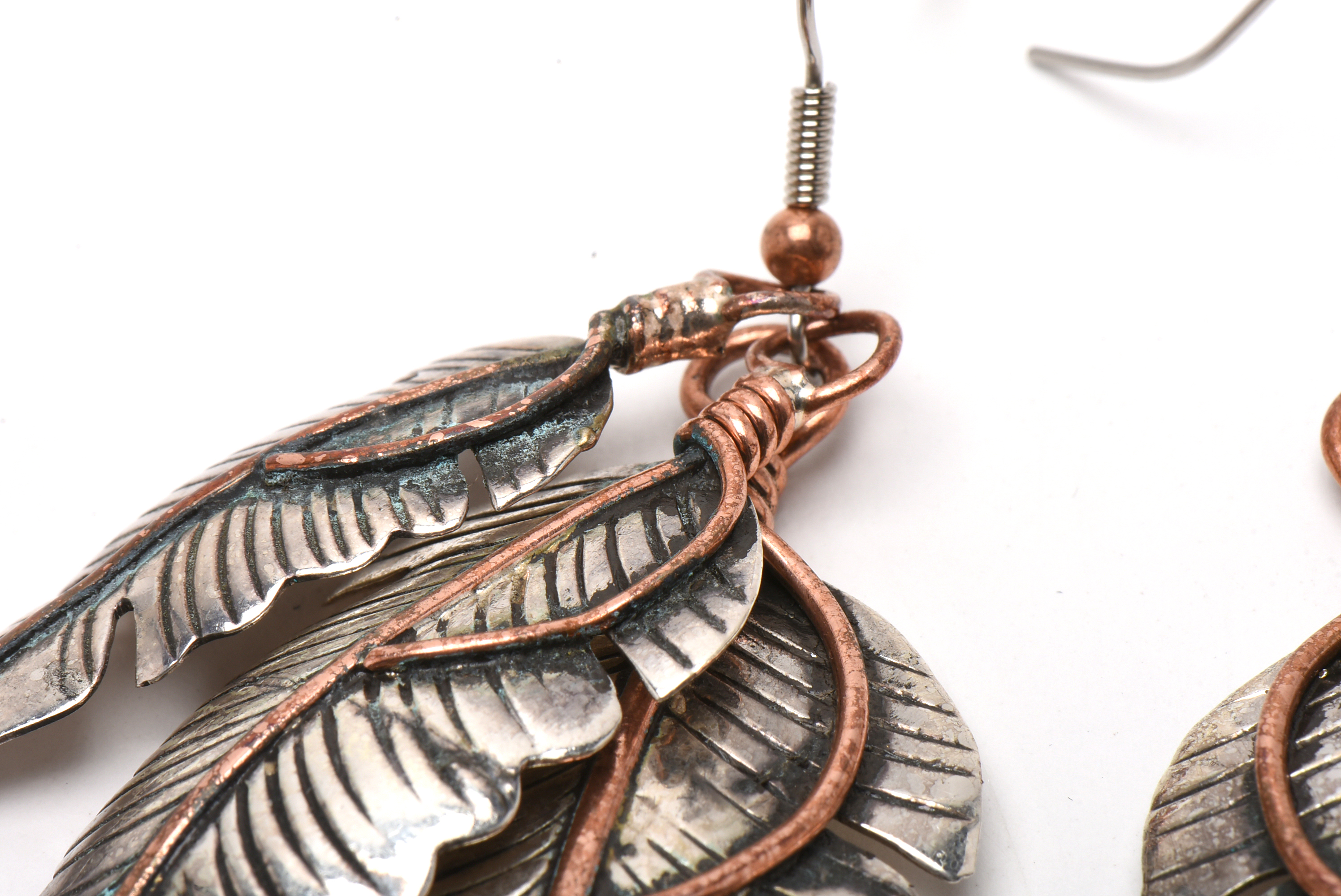 Jacqueline Smiley Vintage Revival 950 Sterling Silver Feather Motif Earrings