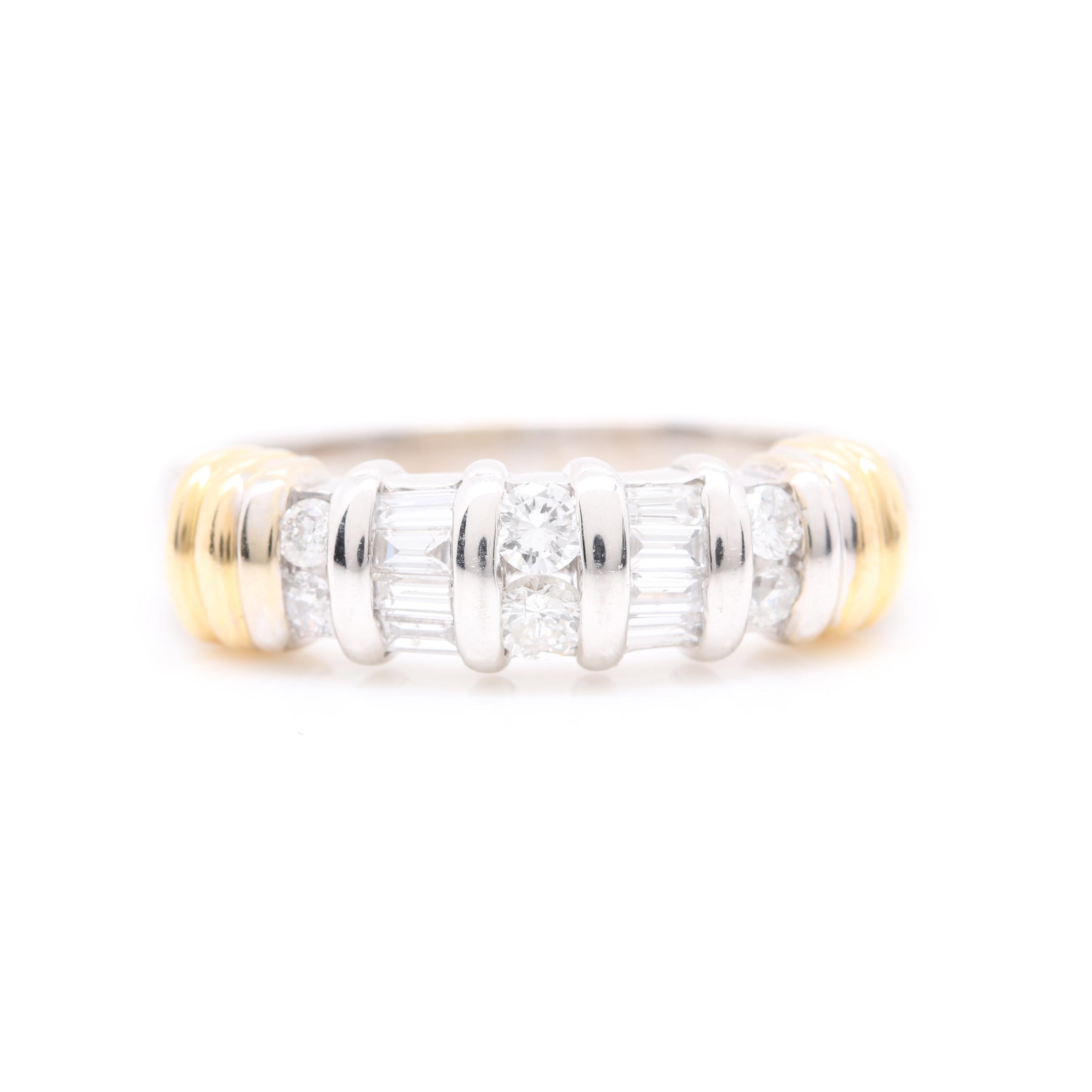14K White Gold and Yellow Gold Diamond Ring