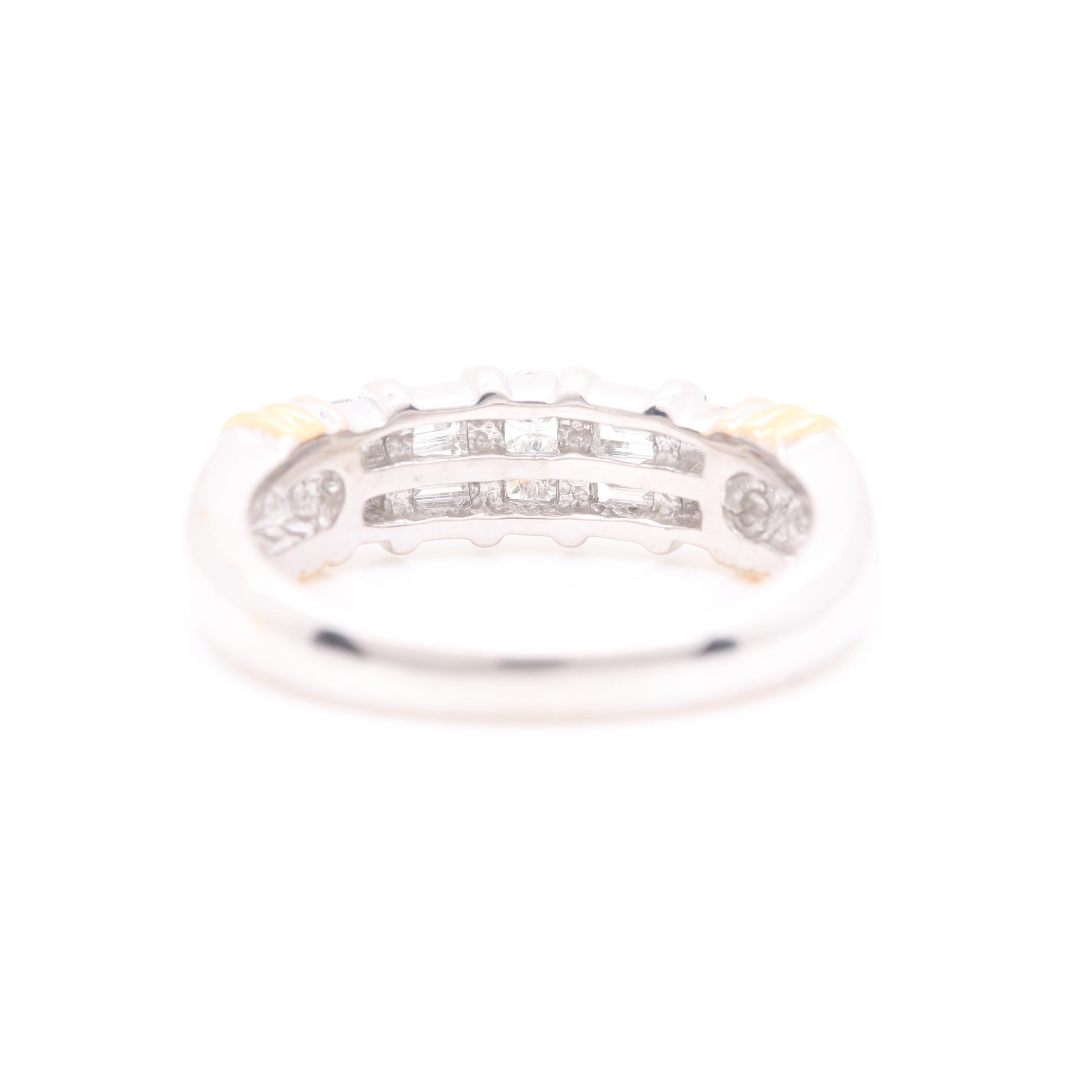 14K White Gold and Yellow Gold Diamond Ring