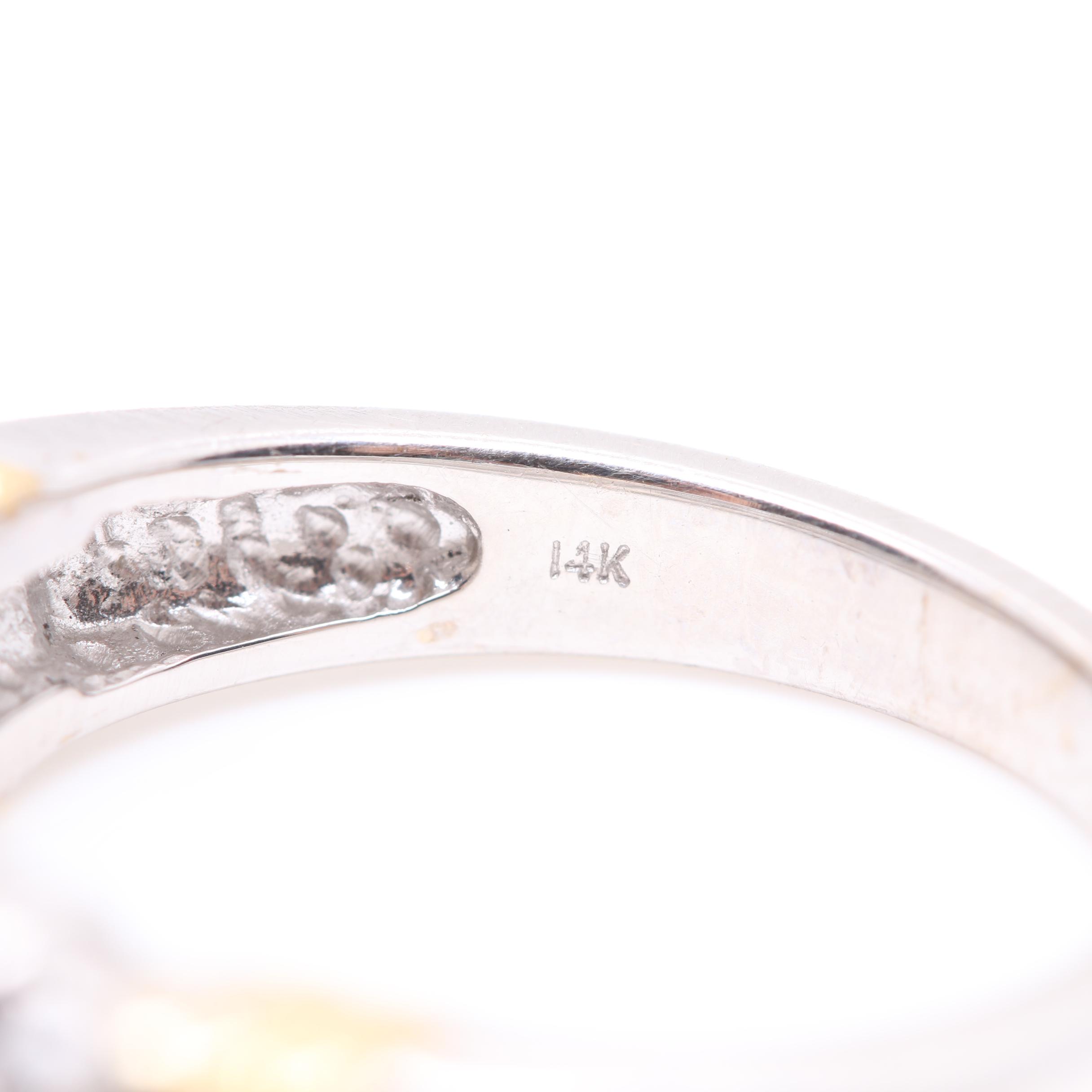 14K White Gold and Yellow Gold Diamond Ring