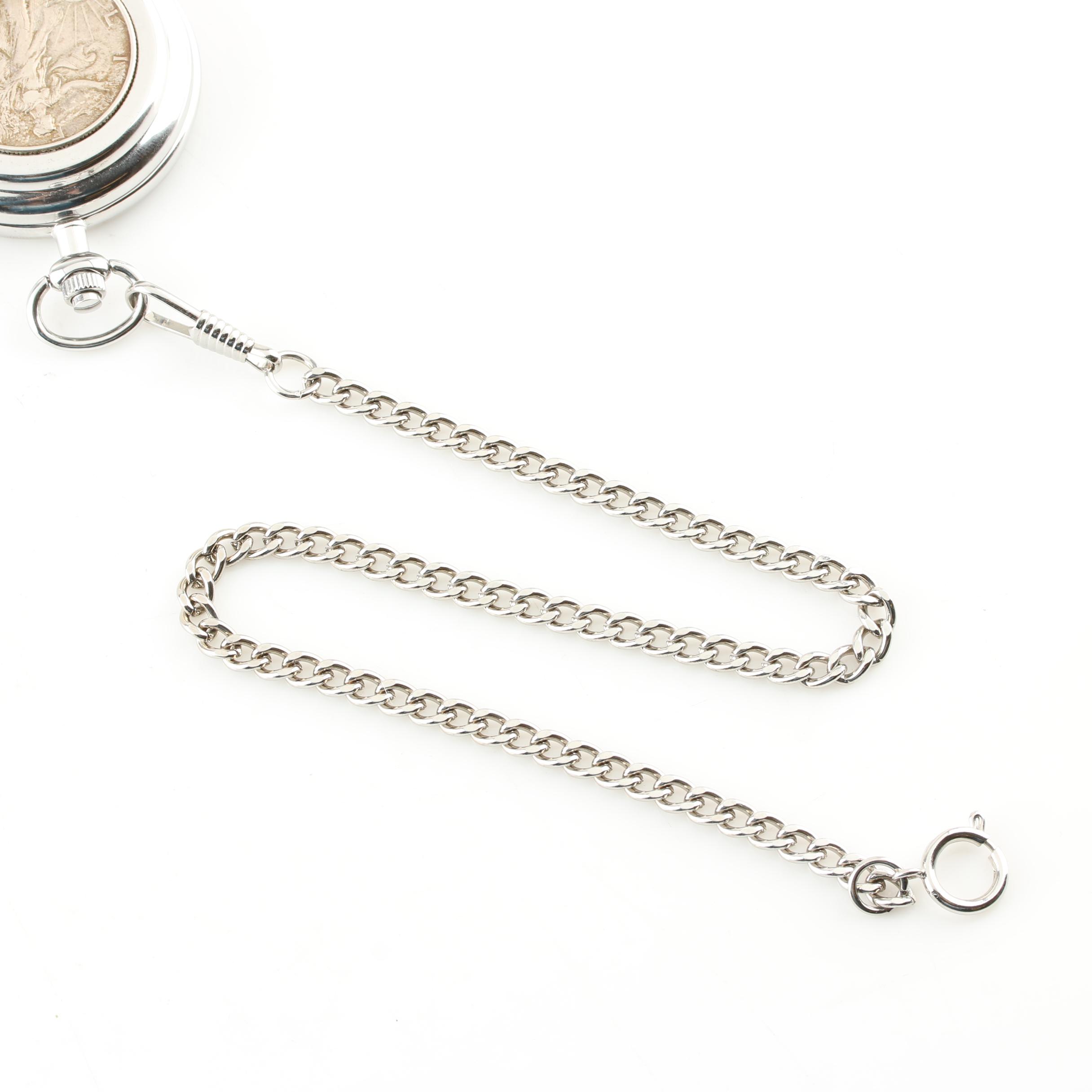 James Michael 1938 Walking Liberty Silver Half Dollar Pocket Watch