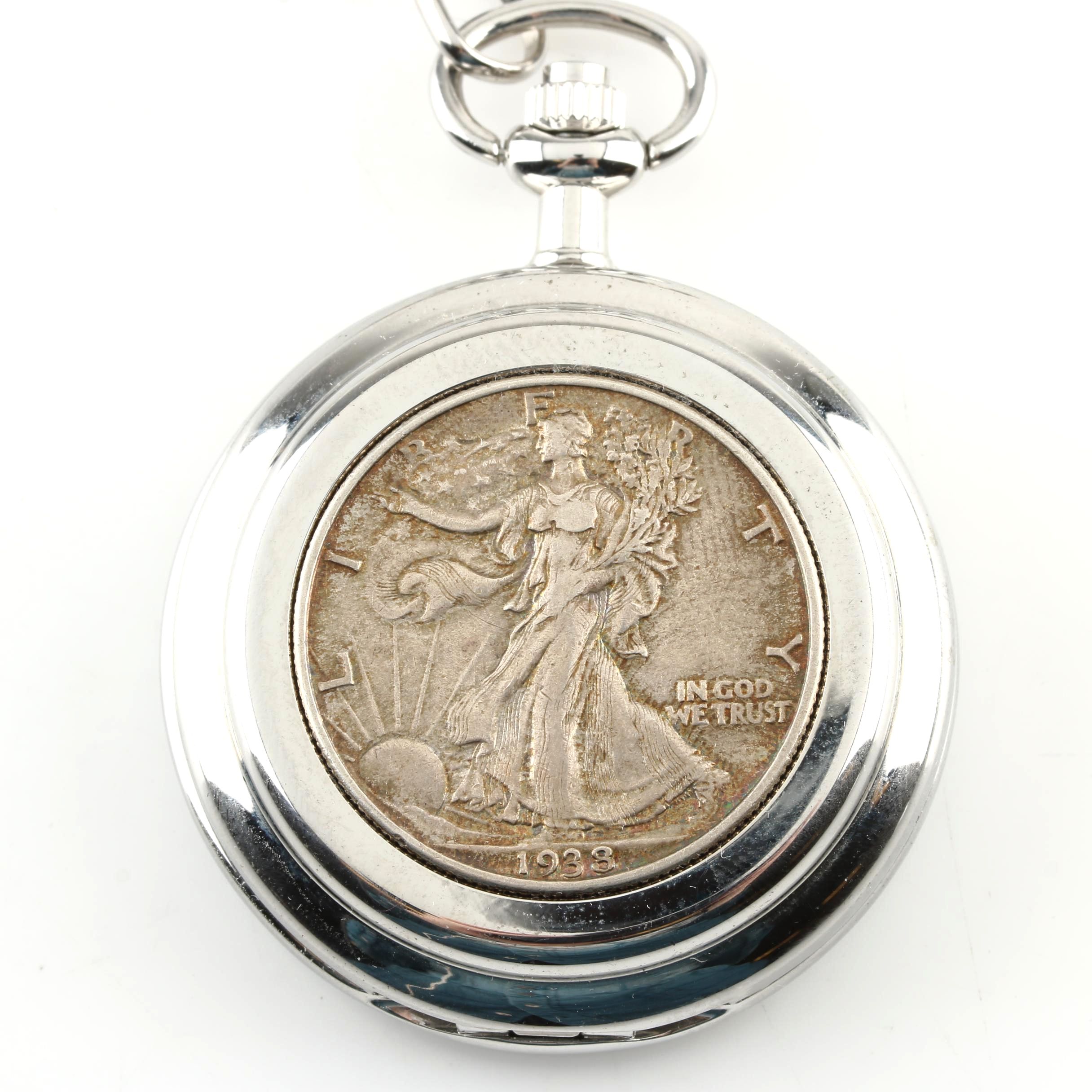 James Michael 1938 Walking Liberty Silver Half Dollar Pocket Watch