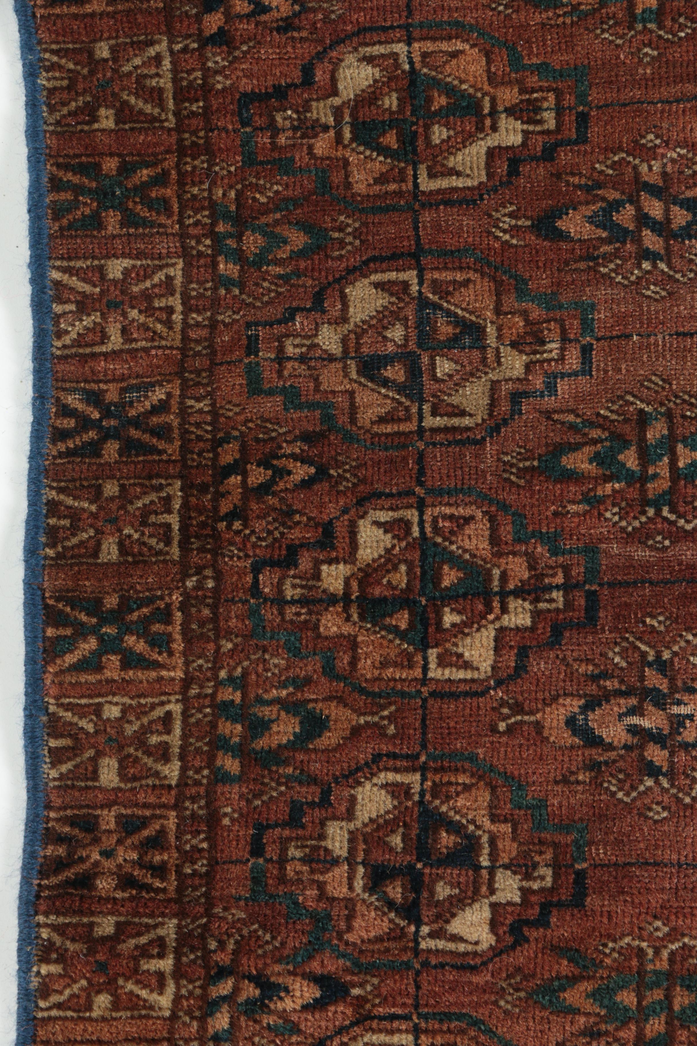 Semi-Antique Hand-Knotted Turkmen Tribal Wool Accent Rug