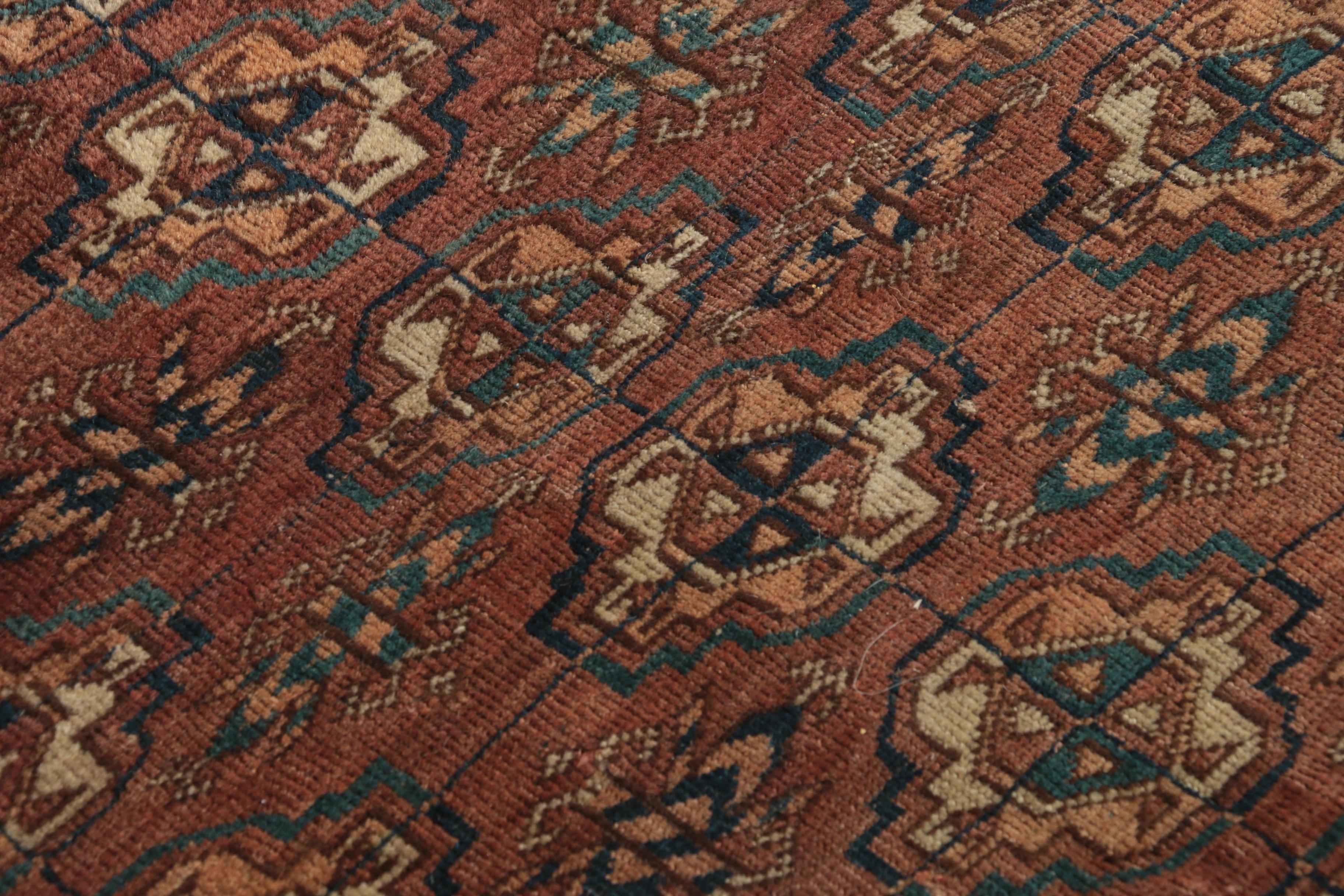 Semi-Antique Hand-Knotted Turkmen Tribal Wool Accent Rug