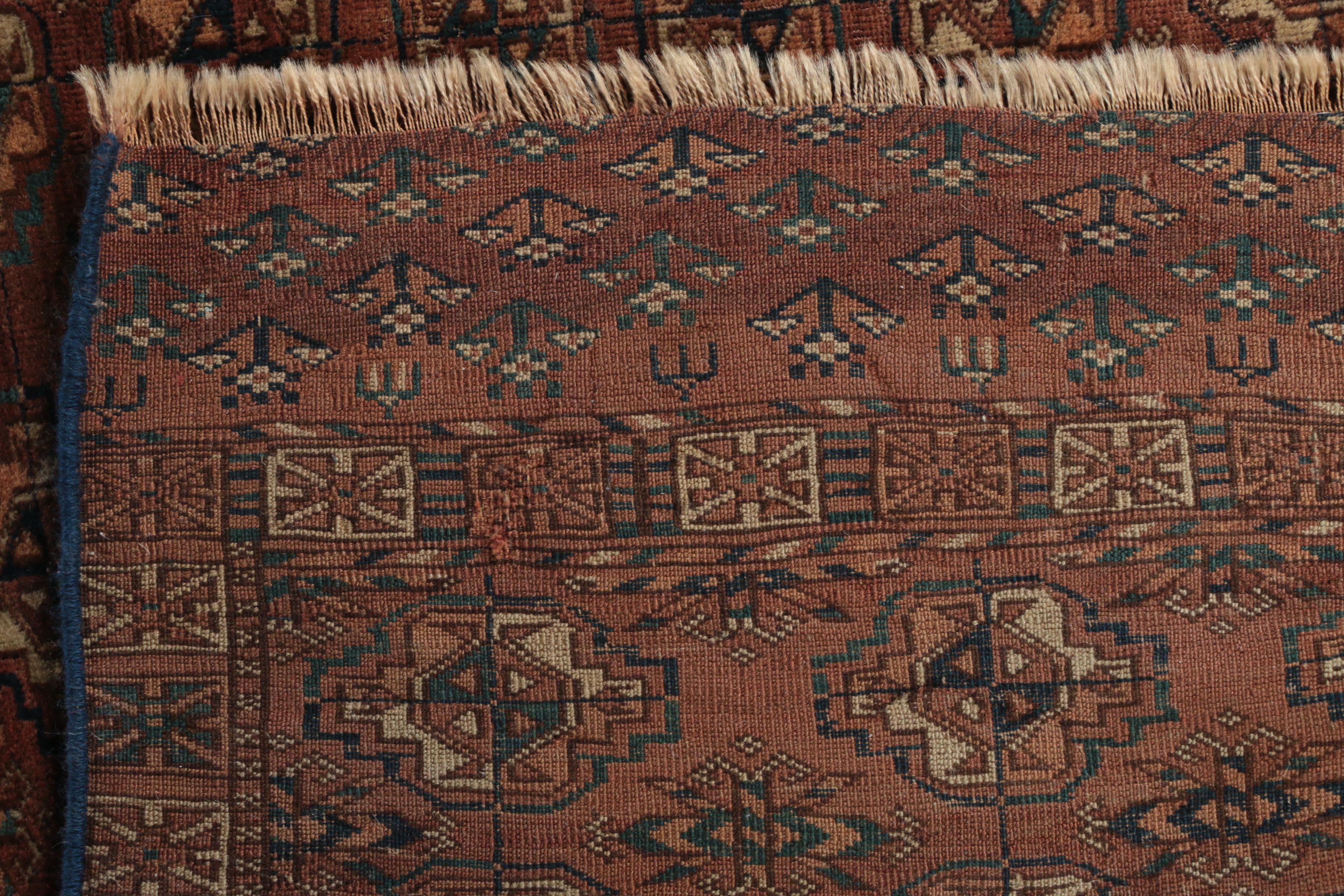 Semi-Antique Hand-Knotted Turkmen Tribal Wool Accent Rug