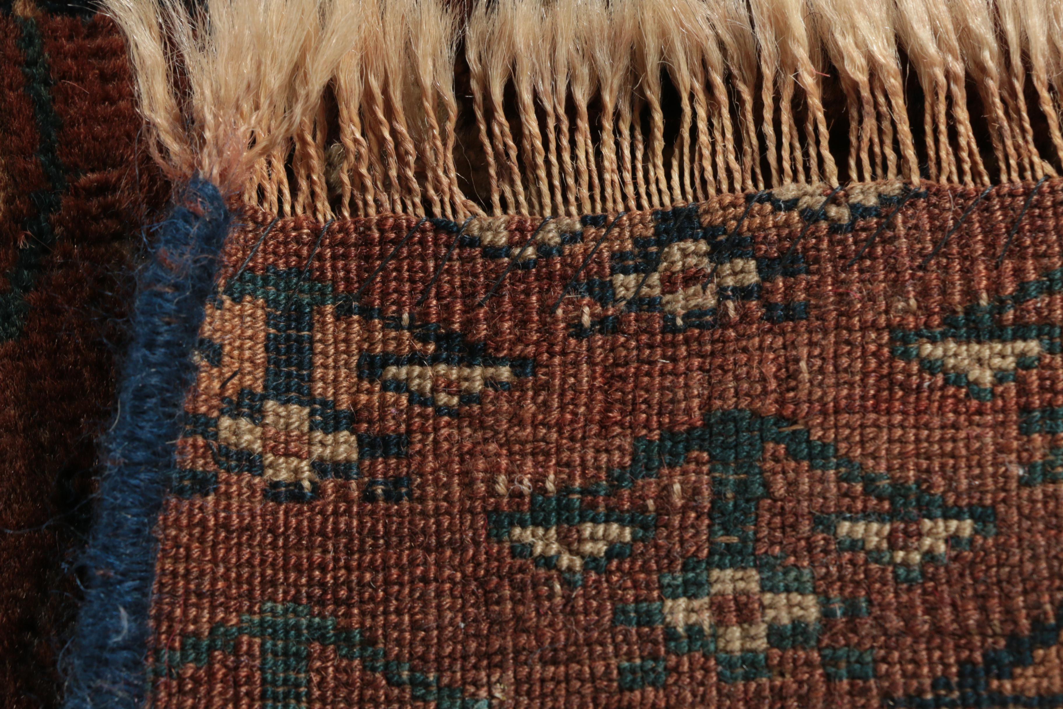 Semi-Antique Hand-Knotted Turkmen Tribal Wool Accent Rug