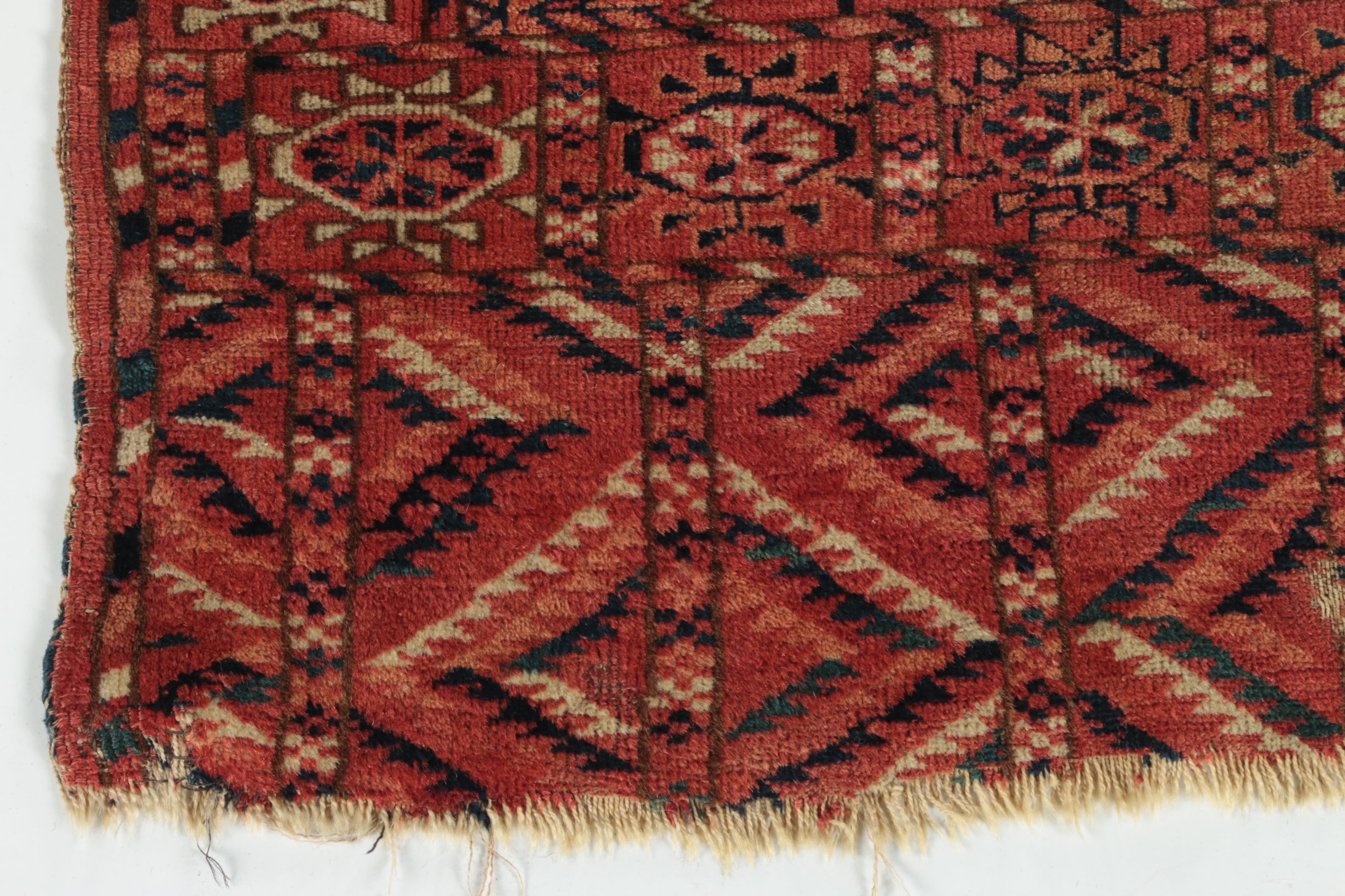 Antique Hand-Knotted Tekke Bokhara Tribal Accent Rug