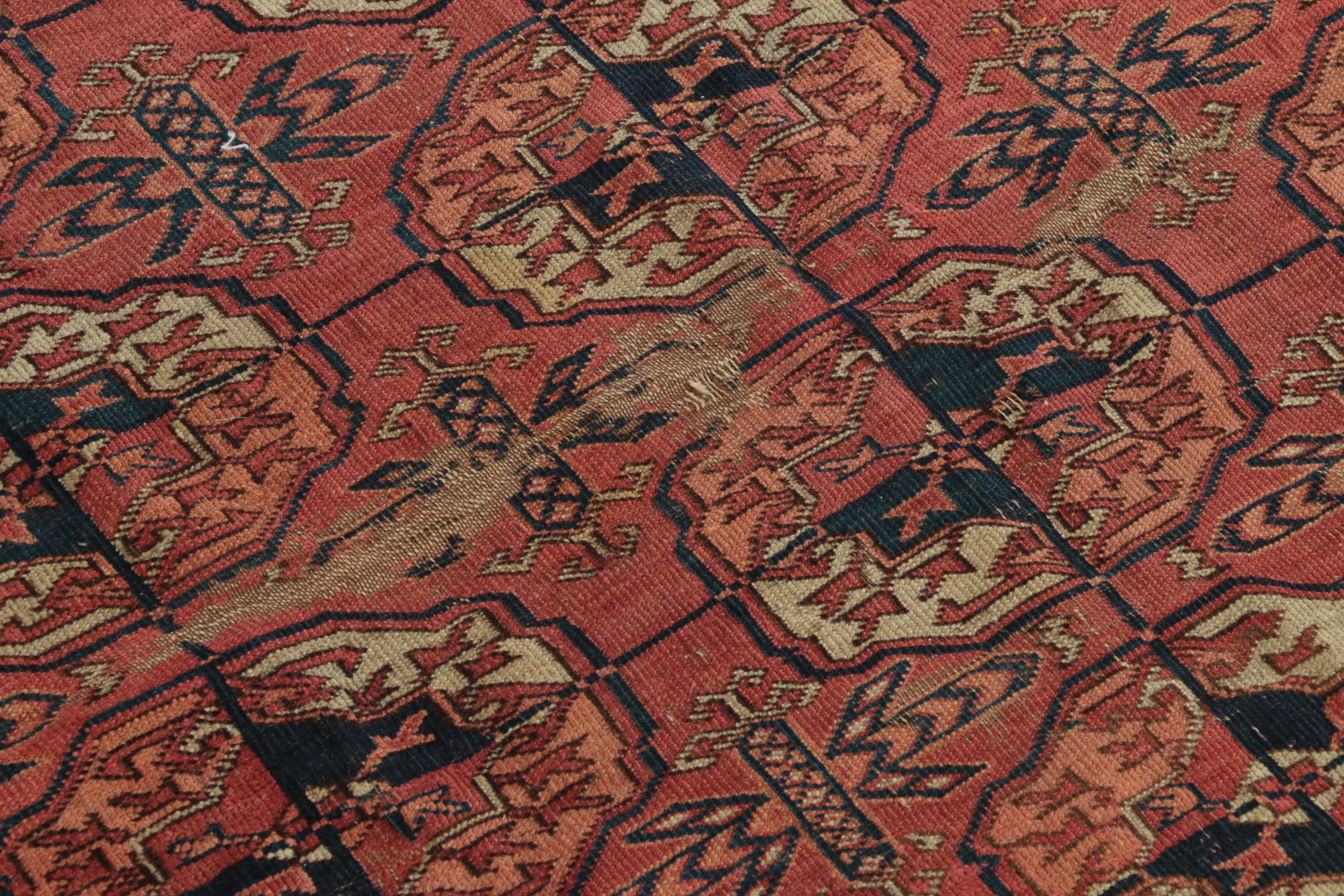 Antique Hand-Knotted Tekke Bokhara Tribal Accent Rug