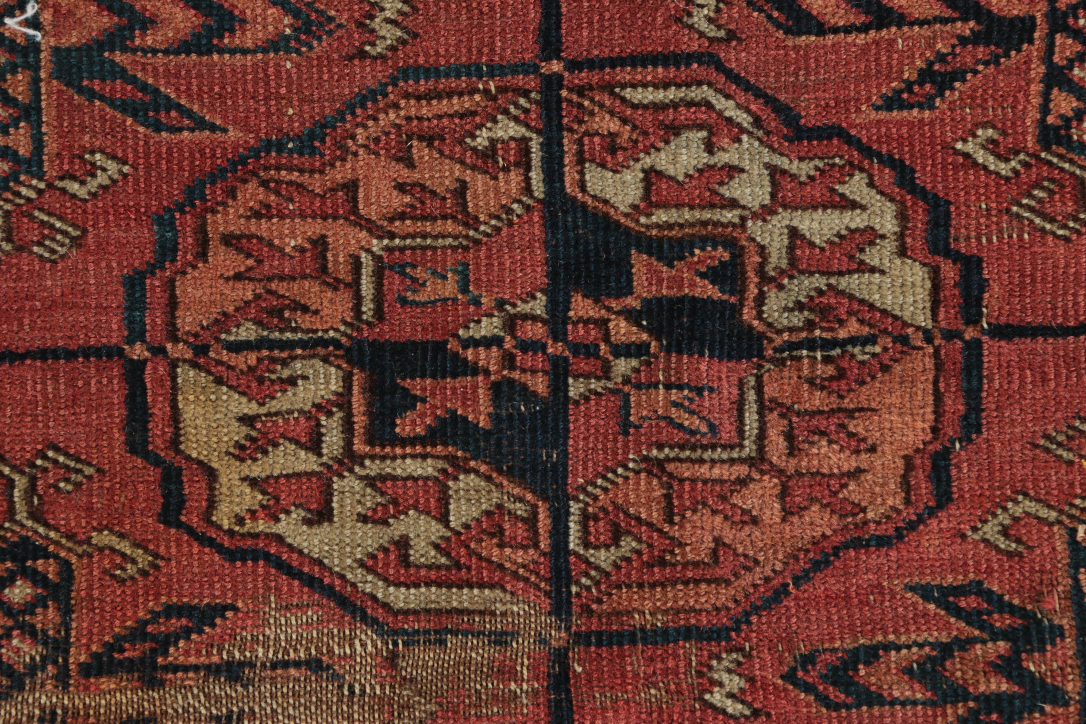 Antique Hand-Knotted Tekke Bokhara Tribal Accent Rug