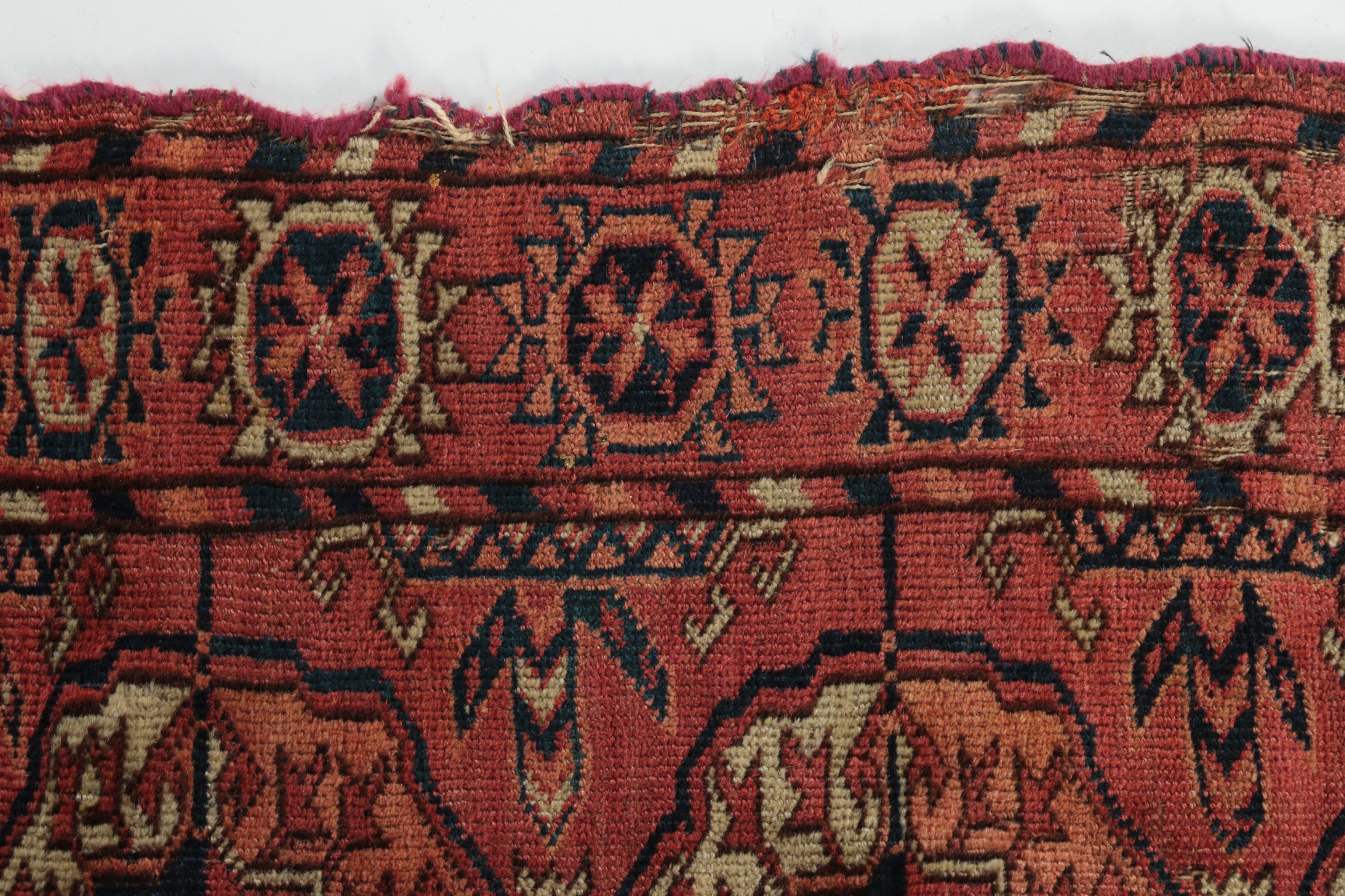 Antique Hand-Knotted Tekke Bokhara Tribal Accent Rug