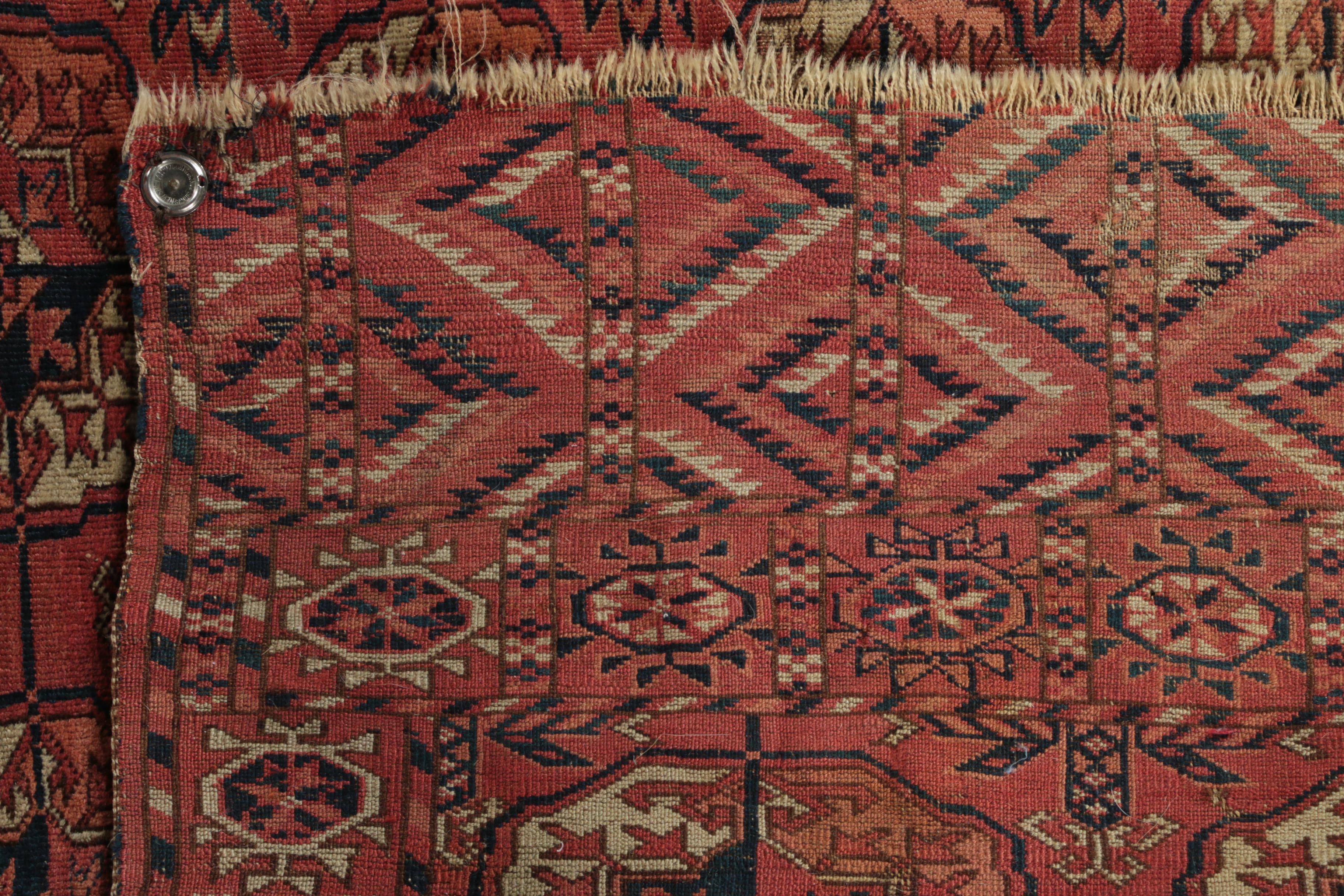 Antique Hand-Knotted Tekke Bokhara Tribal Accent Rug