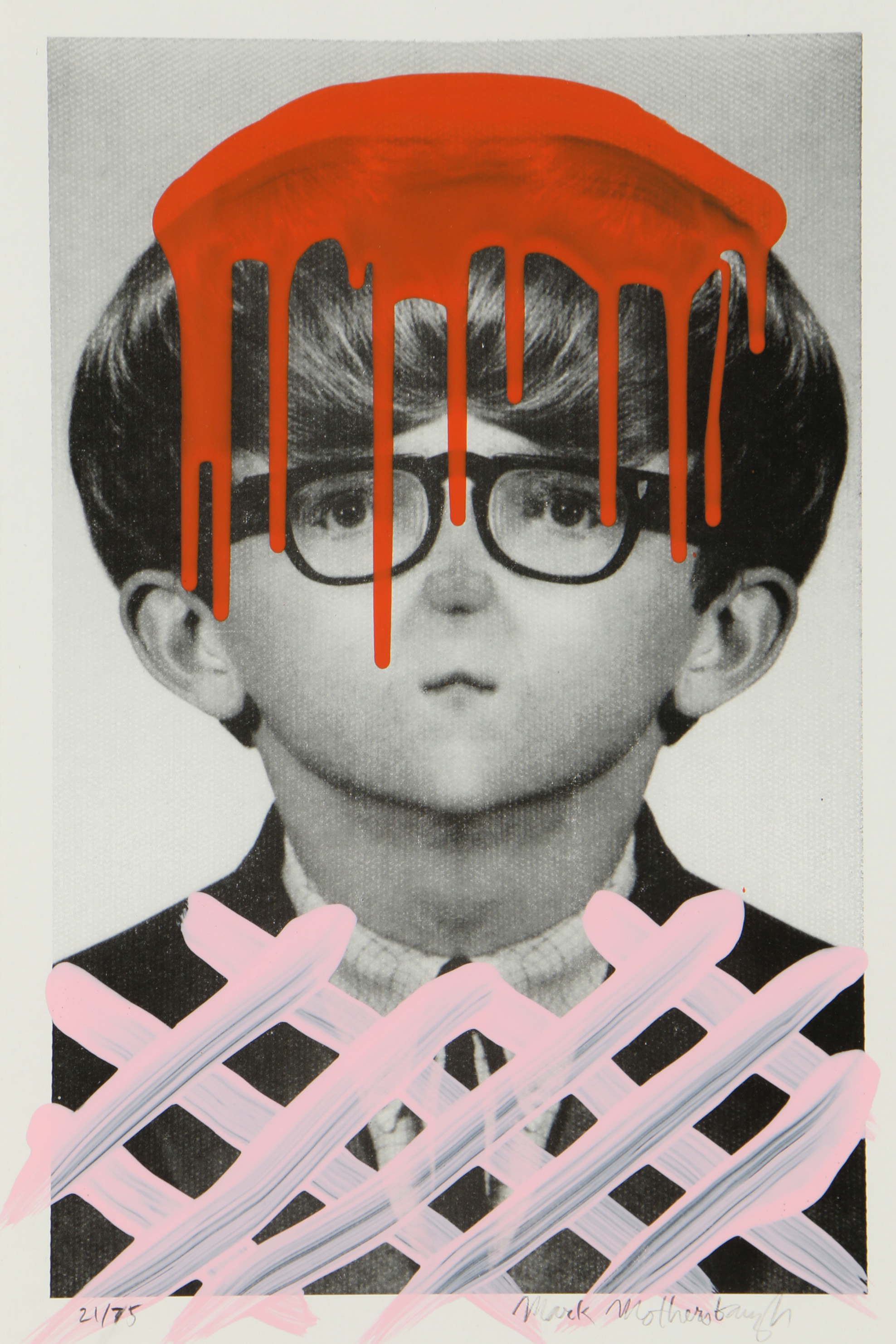 Mark Mothersbaugh Screenprint "Self-Portrait with First Pair of Glasses"