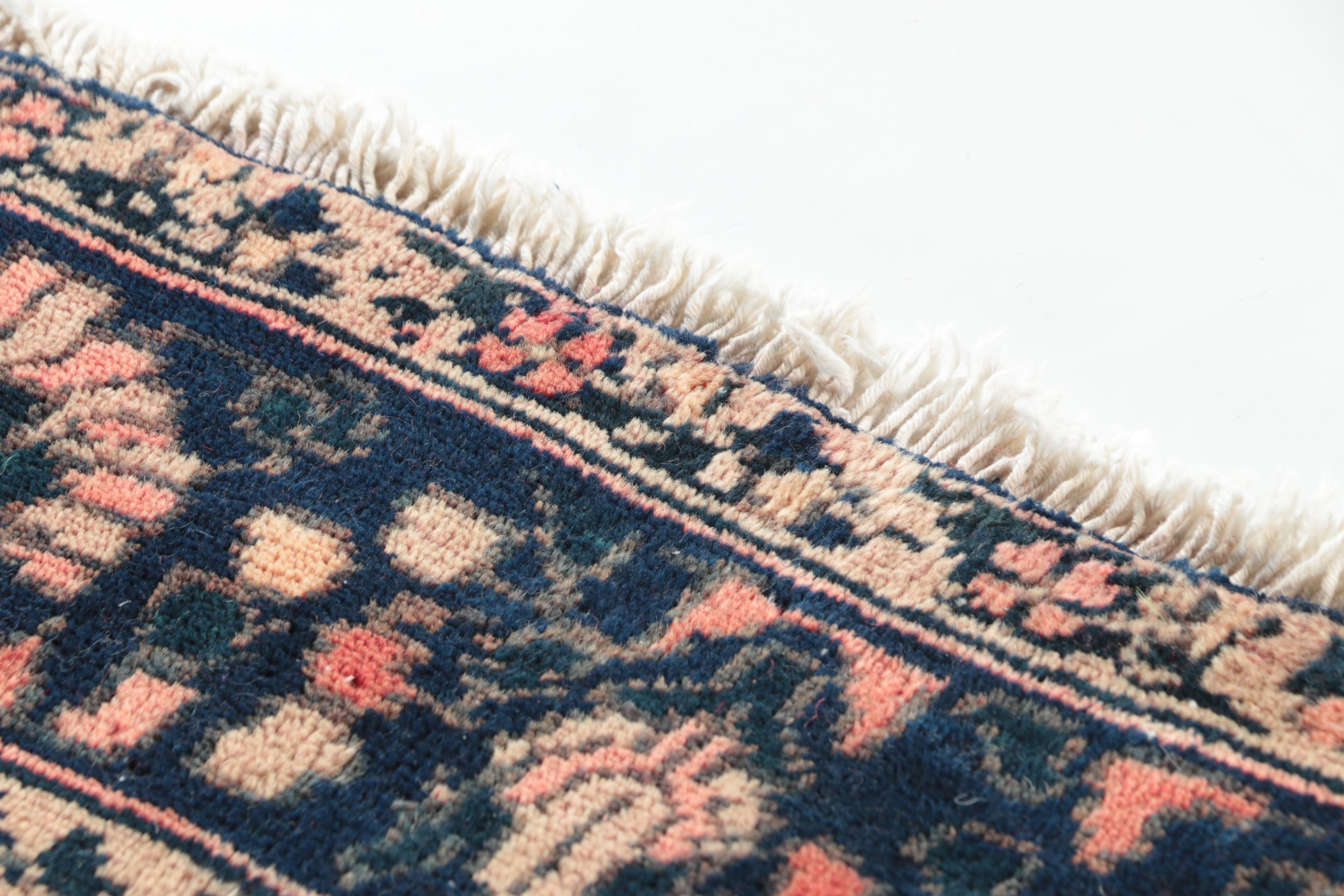 Hand-Knotted Karabagh-Style Wool Area Rug