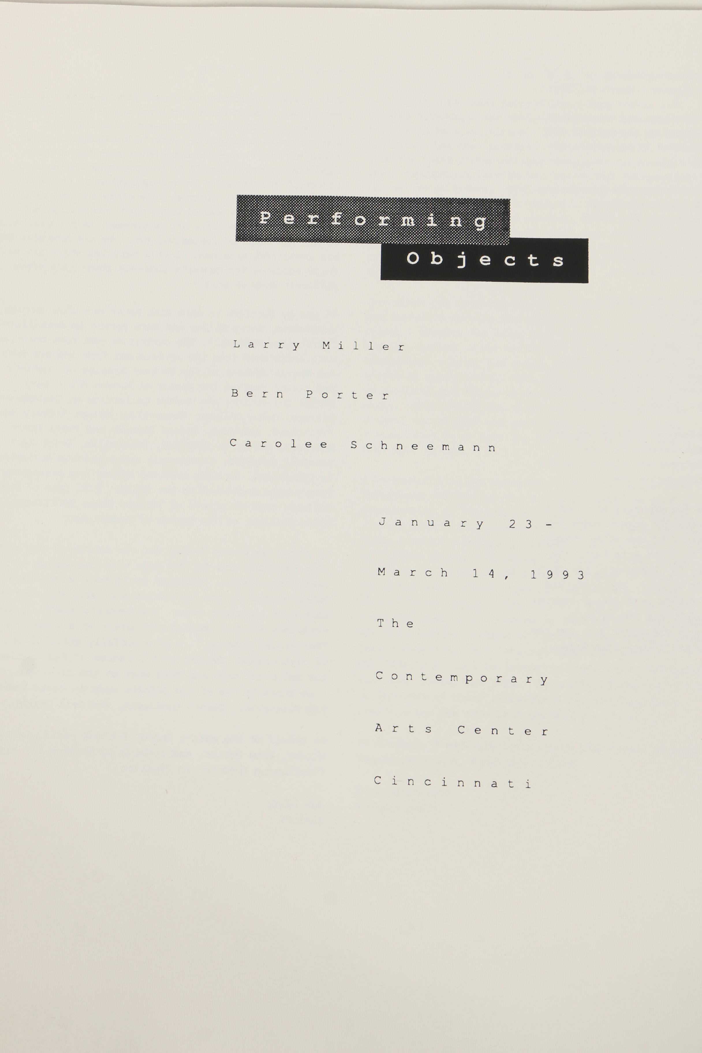 "Performing Objects" Assemblage