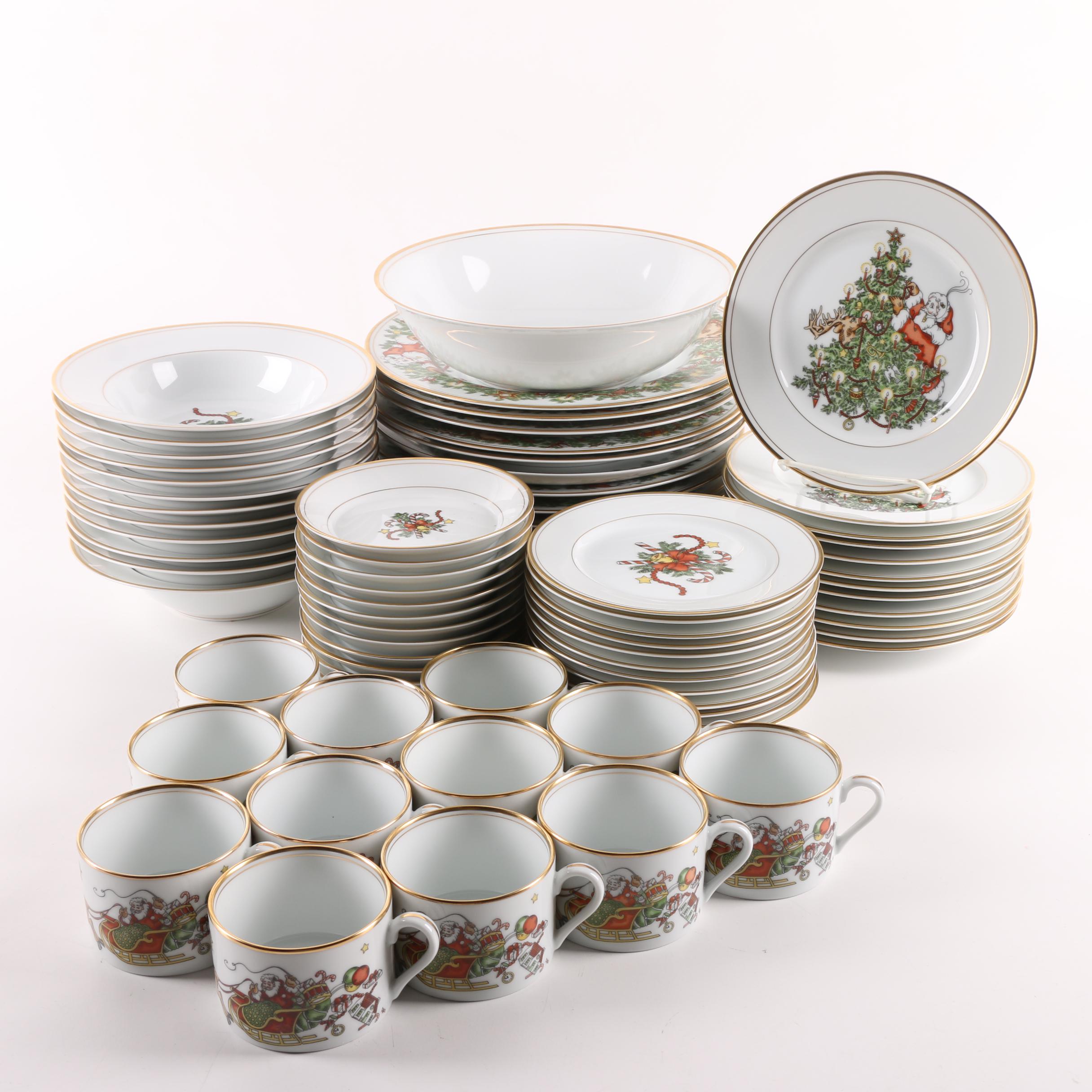 Fitz and Floyd "St. Nicholas" Dinnerware and Serving Bowl 1978-96