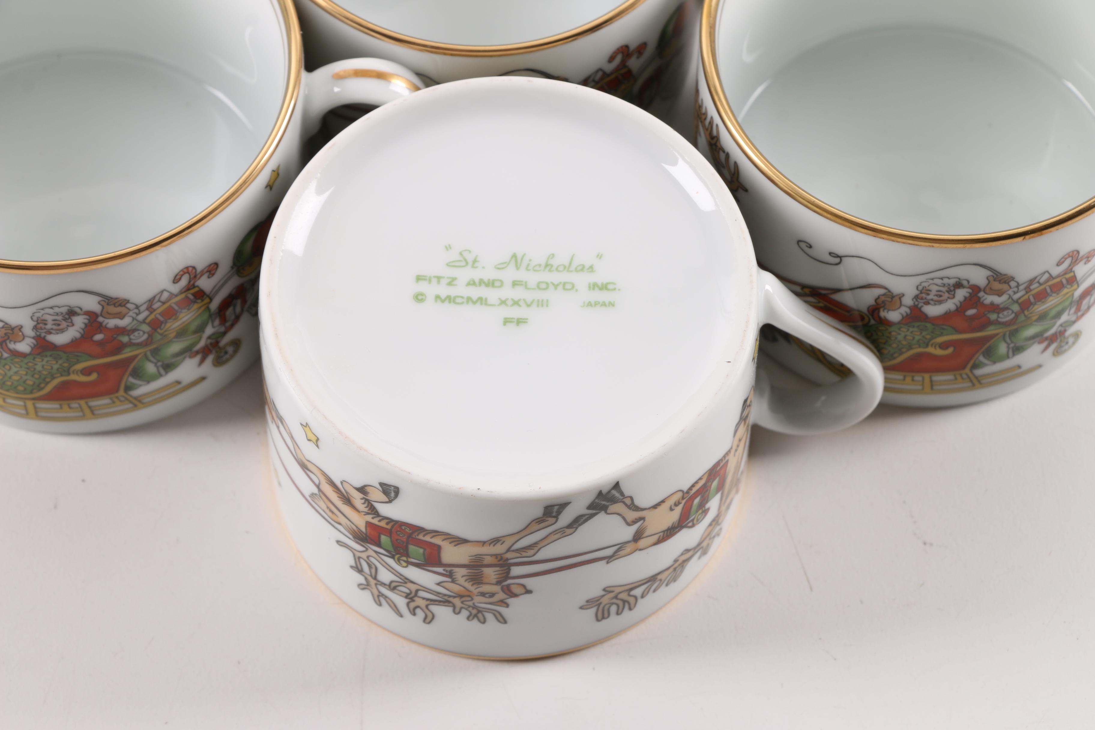 Fitz and Floyd "St. Nicholas" Dinnerware and Serving Bowl 1978-96