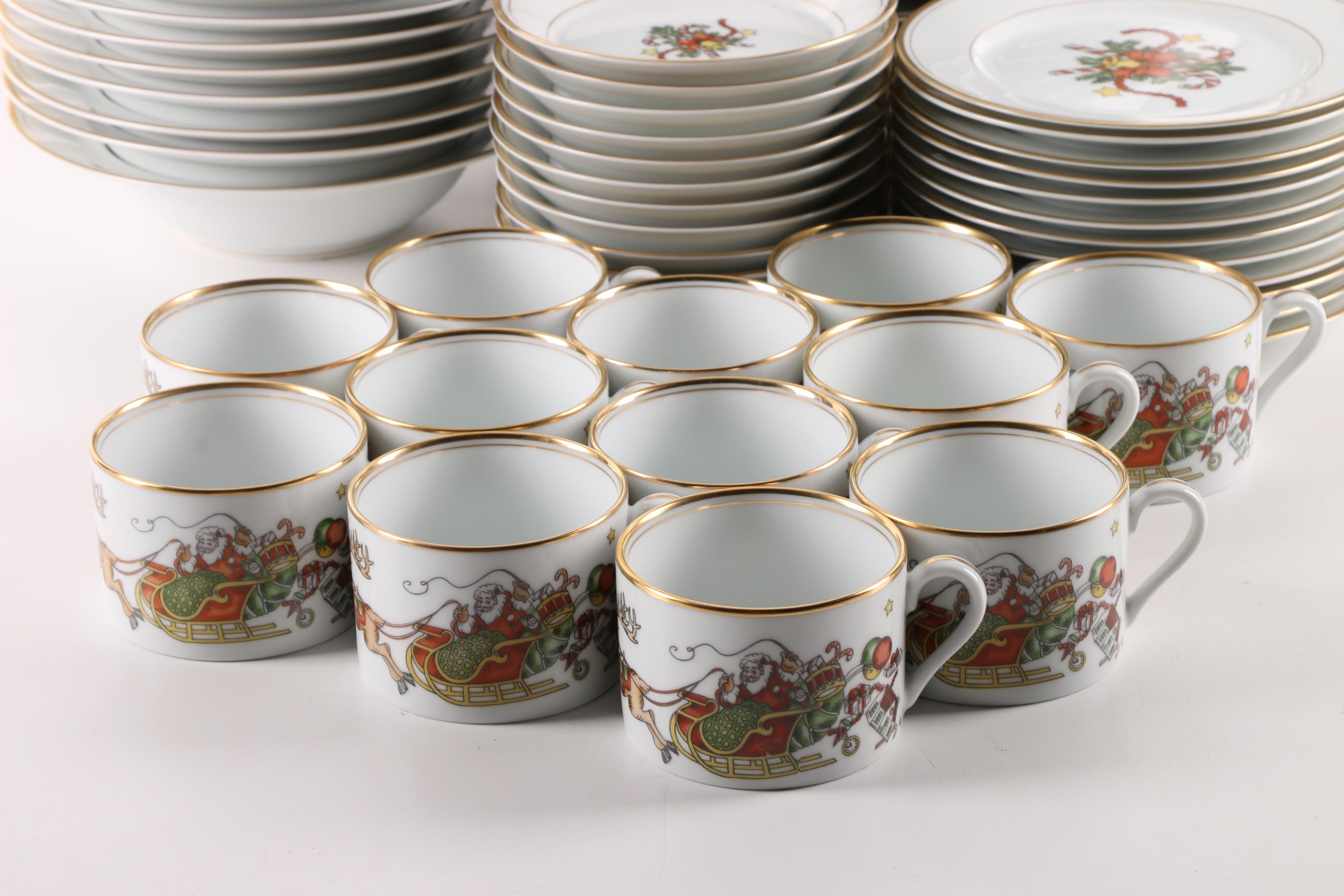 Fitz and Floyd "St. Nicholas" Dinnerware and Serving Bowl 1978-96