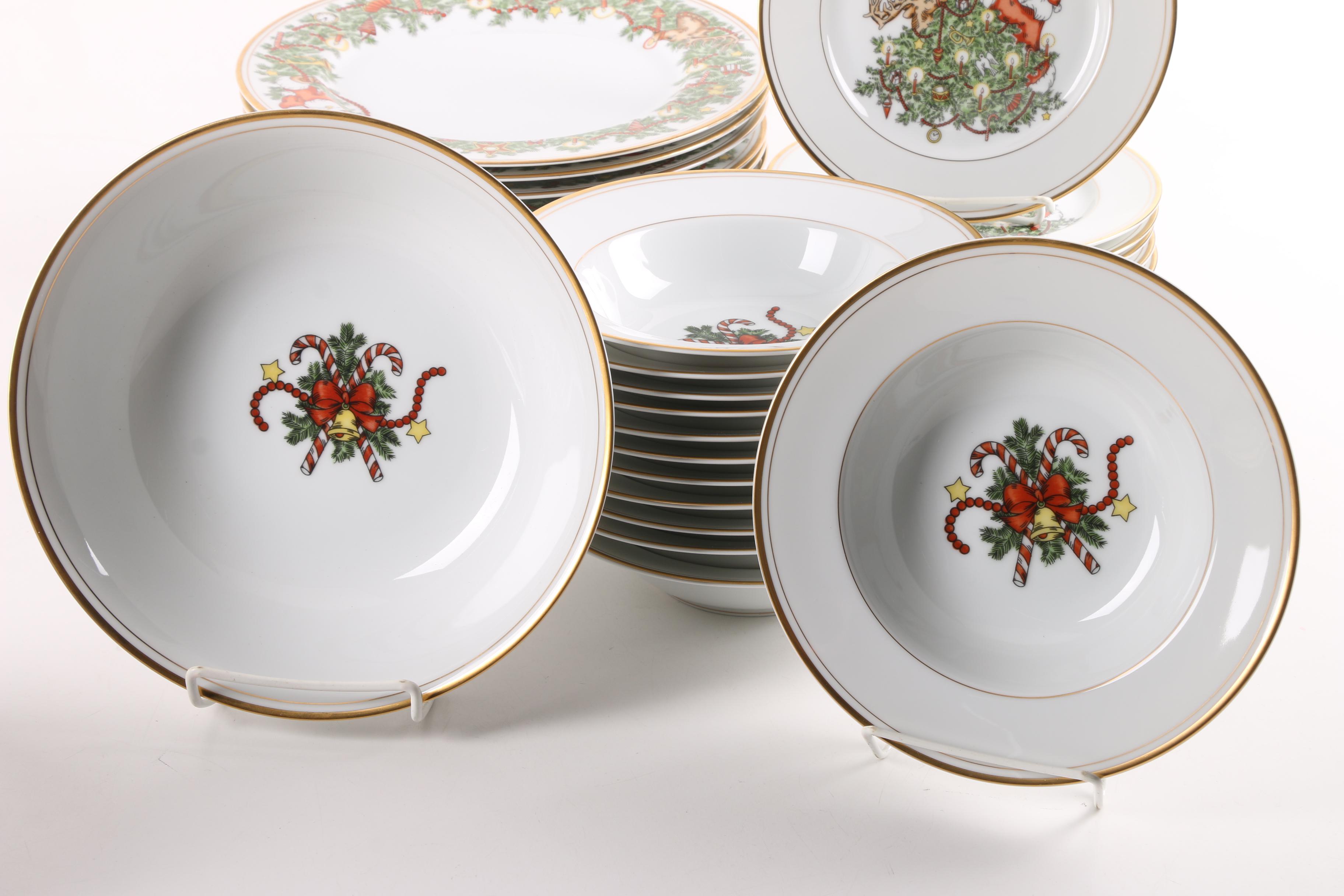 Fitz and Floyd "St. Nicholas" Dinnerware and Serving Bowl 1978-96