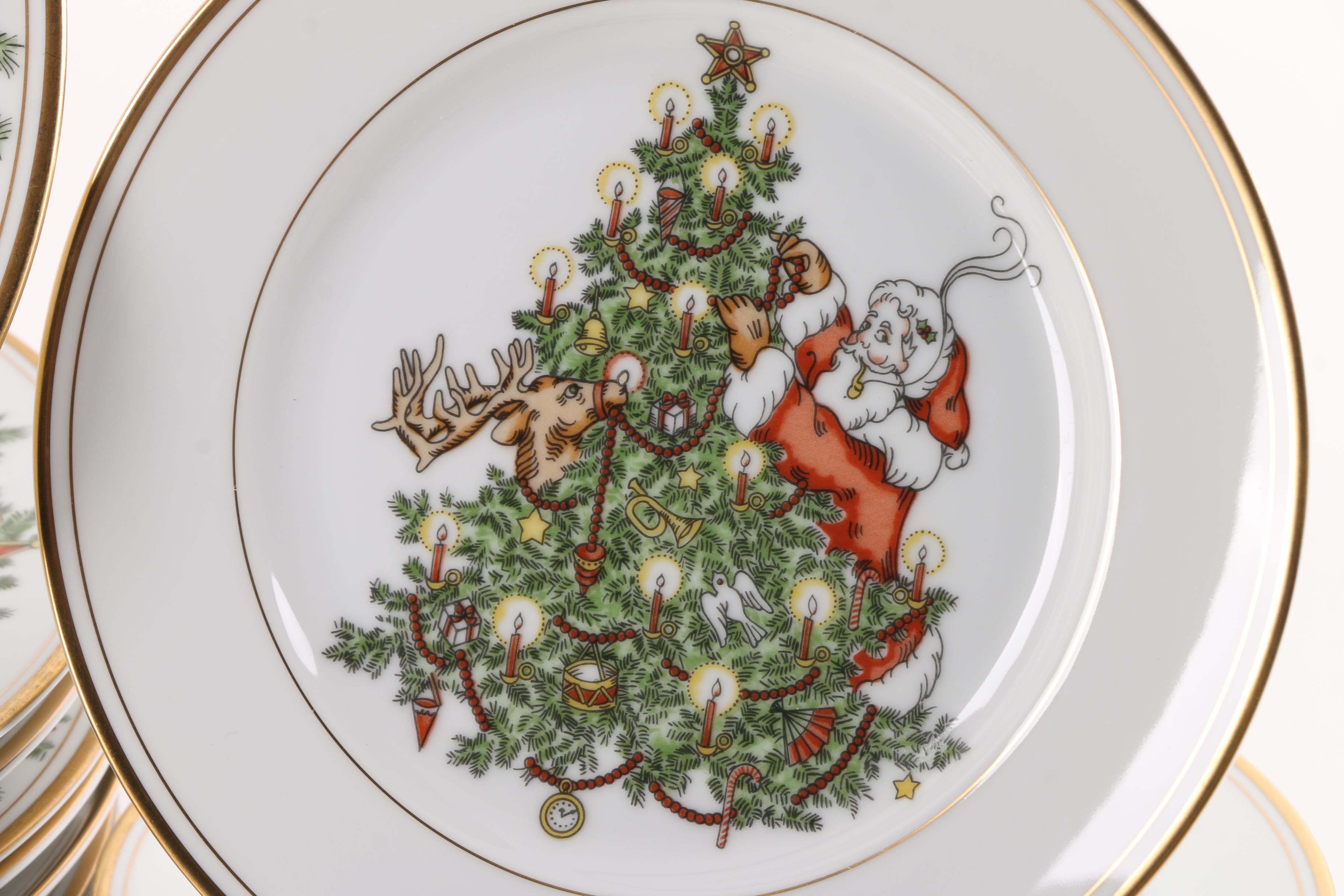Fitz and Floyd "St. Nicholas" Dinnerware and Serving Bowl 1978-96