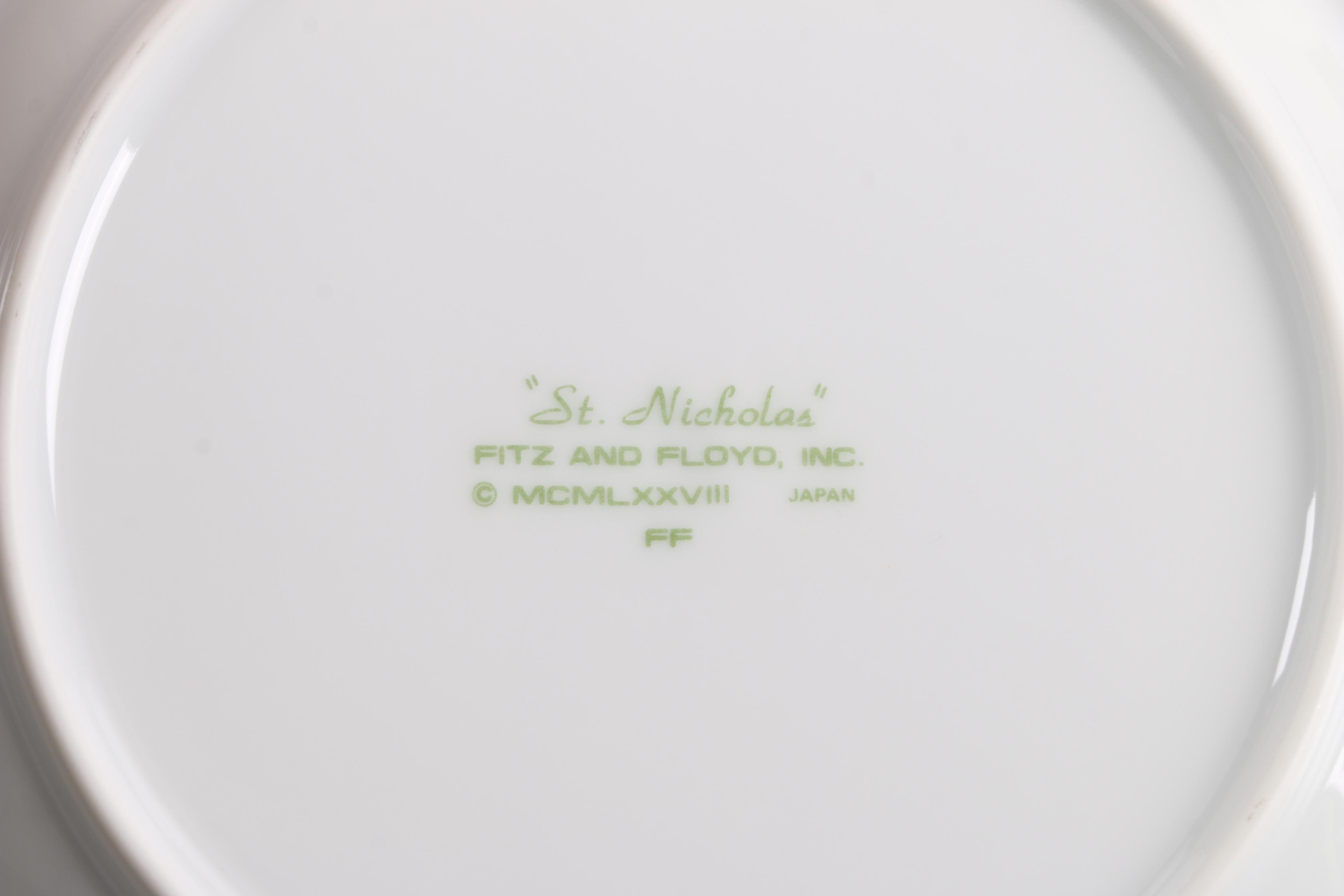 Fitz and Floyd "St. Nicholas" Dinnerware and Serving Bowl 1978-96