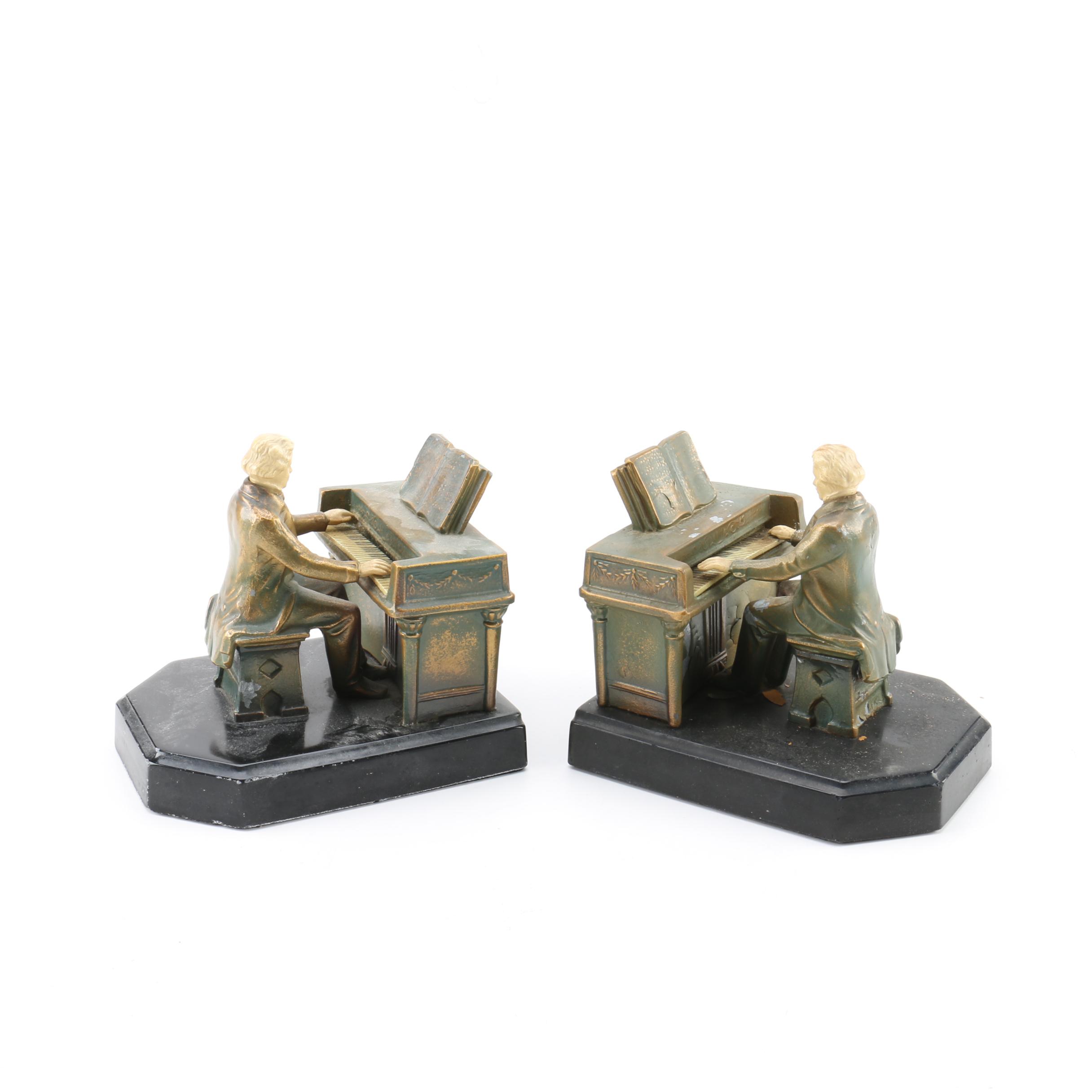 J.B. Hirsch 1932 "Beethoven Playing the Piano" Bookends
