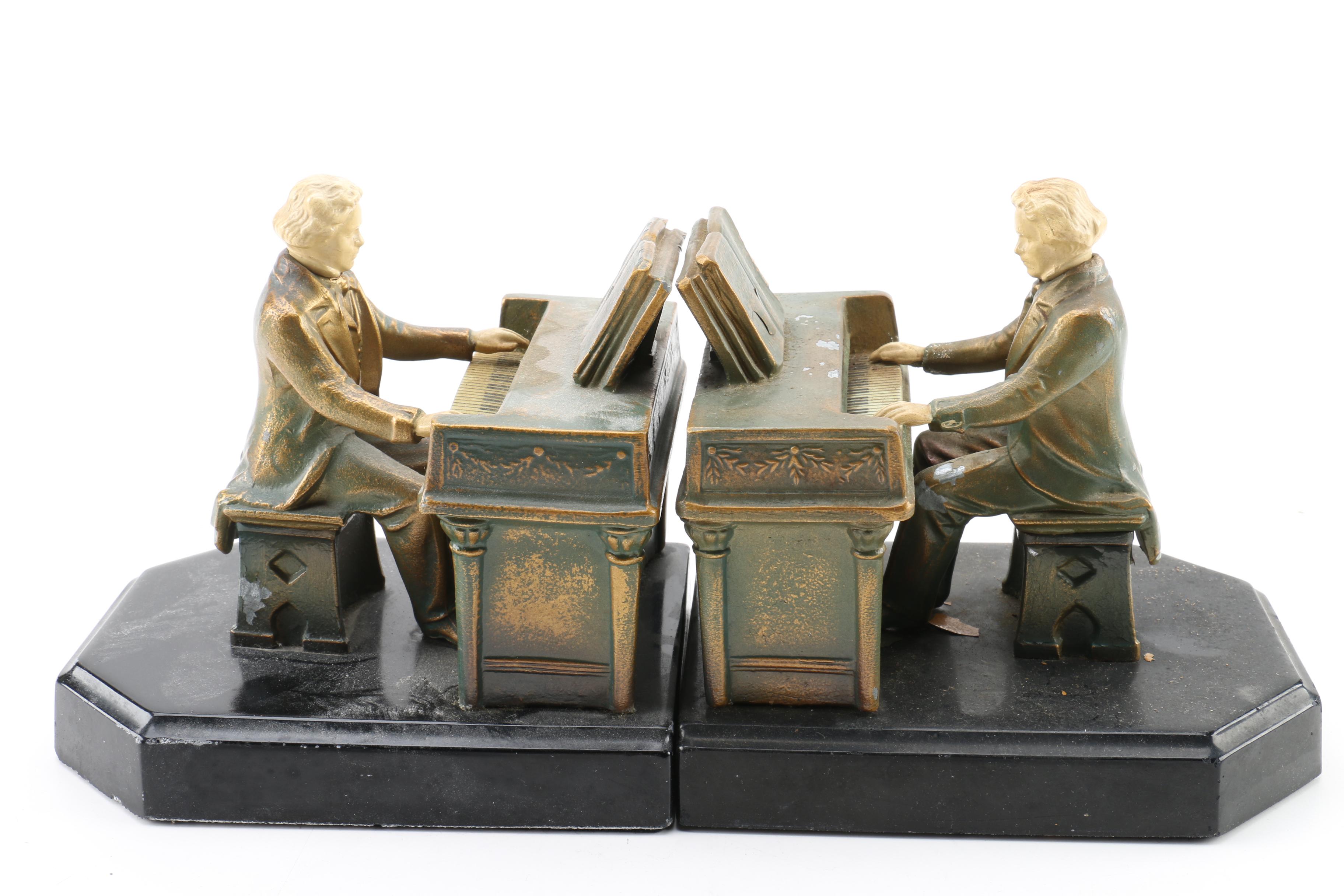 J.B. Hirsch 1932 "Beethoven Playing the Piano" Bookends