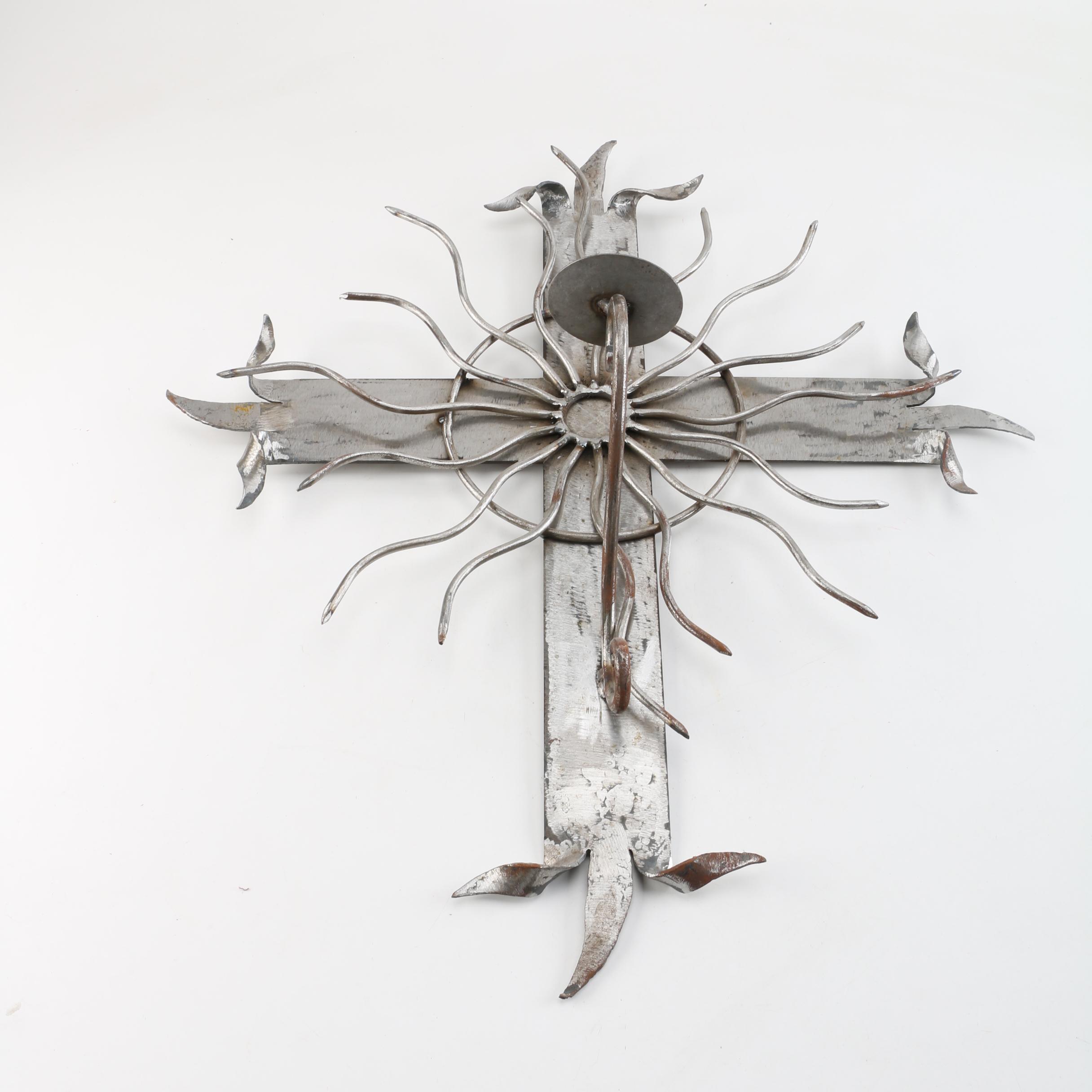 Handmade Steel Cross Shaped Candle Sconce