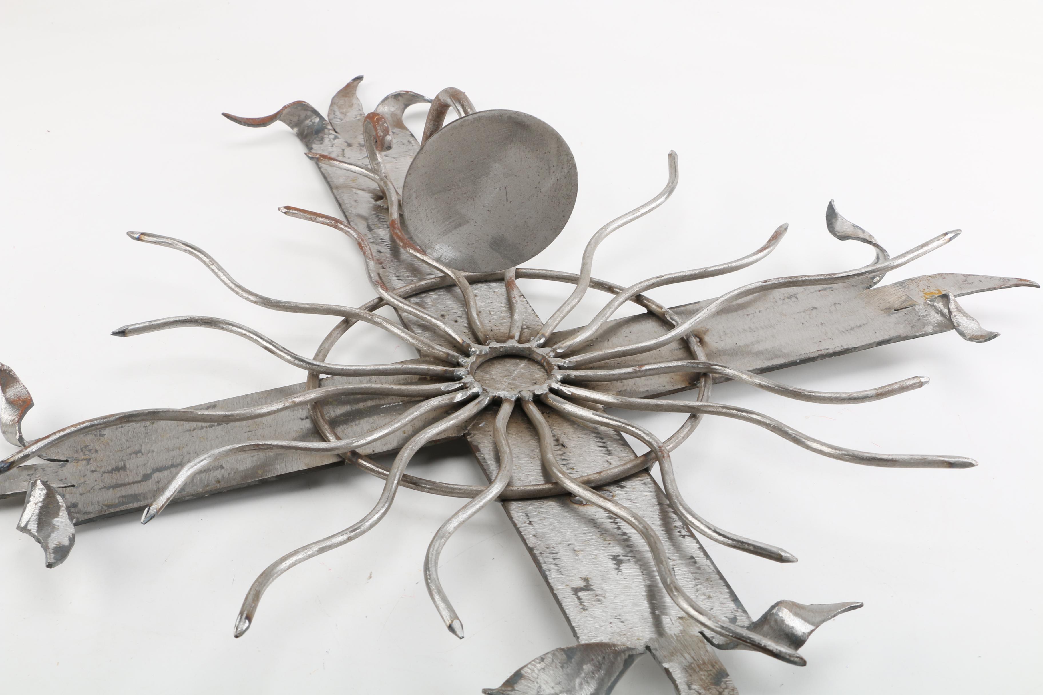 Handmade Steel Cross Shaped Candle Sconce