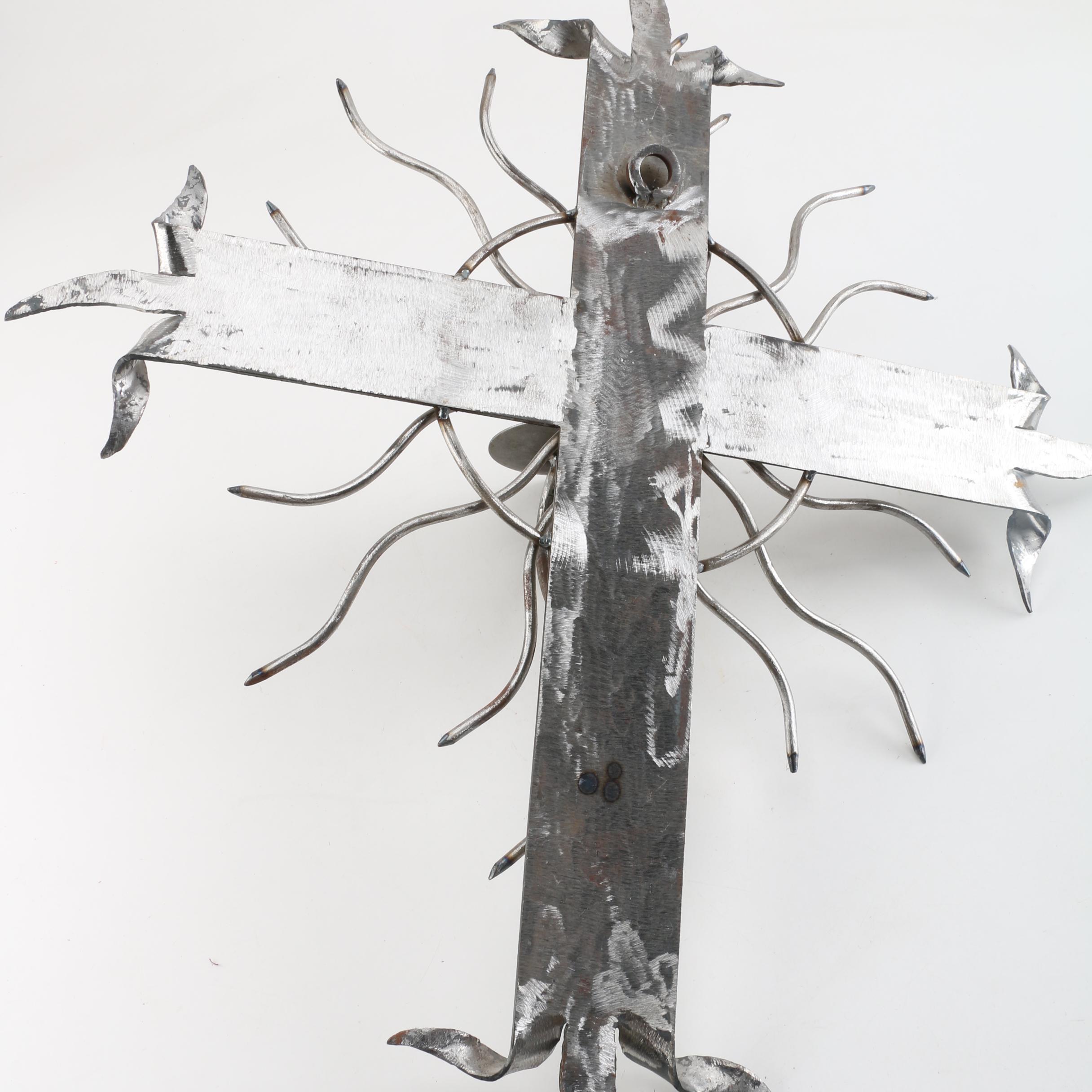 Handmade Steel Cross Shaped Candle Sconce