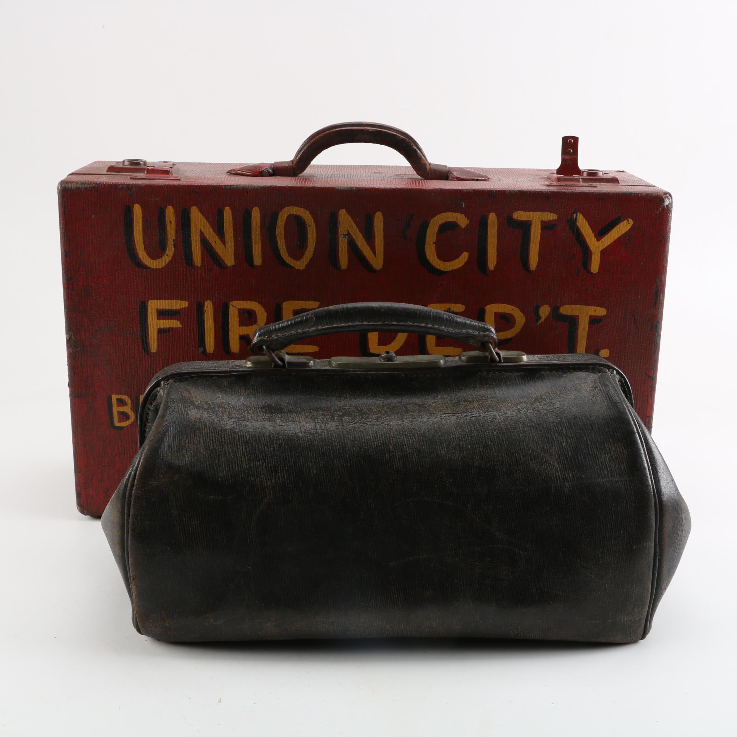 Vintage Doctors Bag and Union City Fire Dept. Breathing Apparatus Case